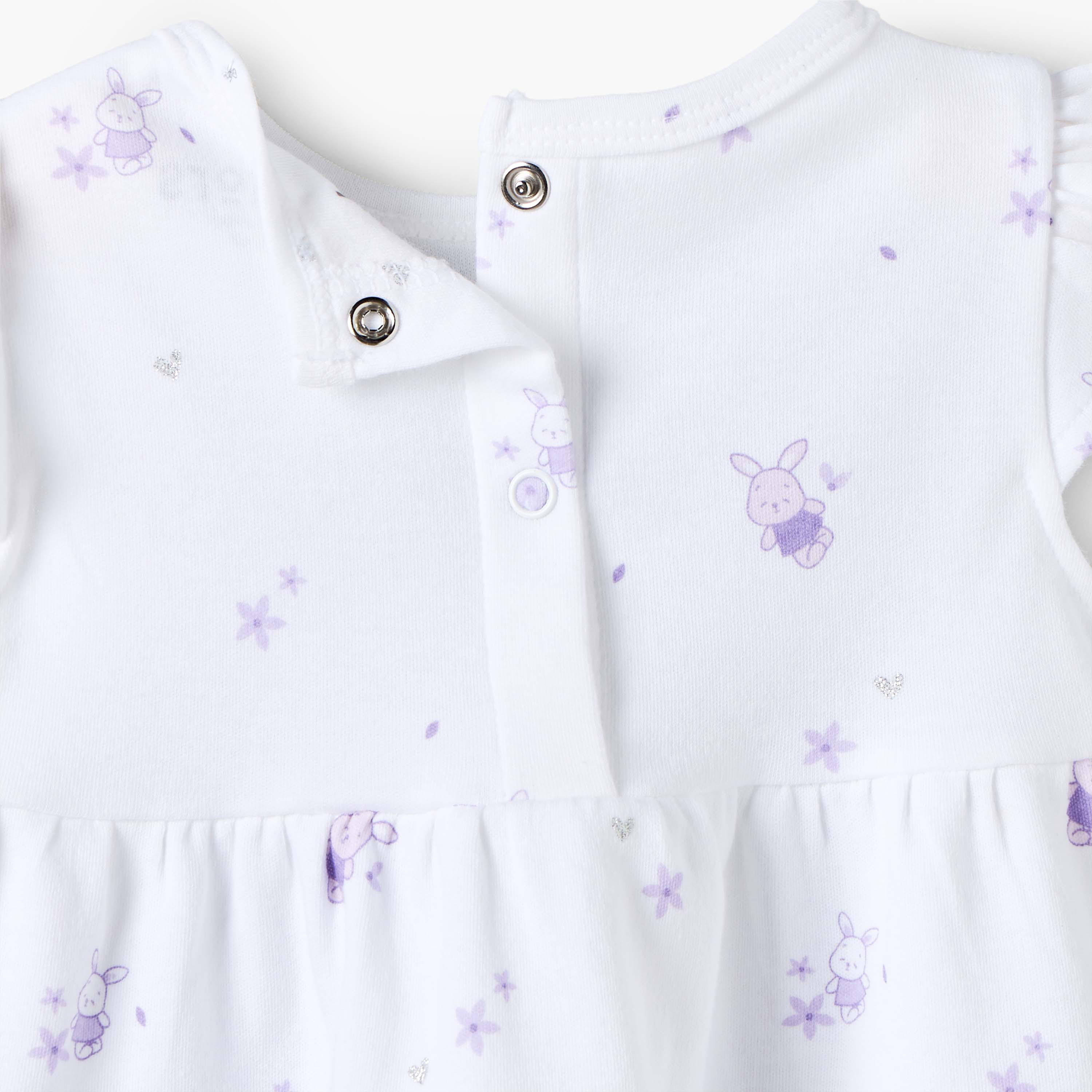 Juniors Round Neck Short Sleeves Knee Length Tiered Dress with Bunny Print-baby-girls-clothing-dressesandjumpsuits-image-5