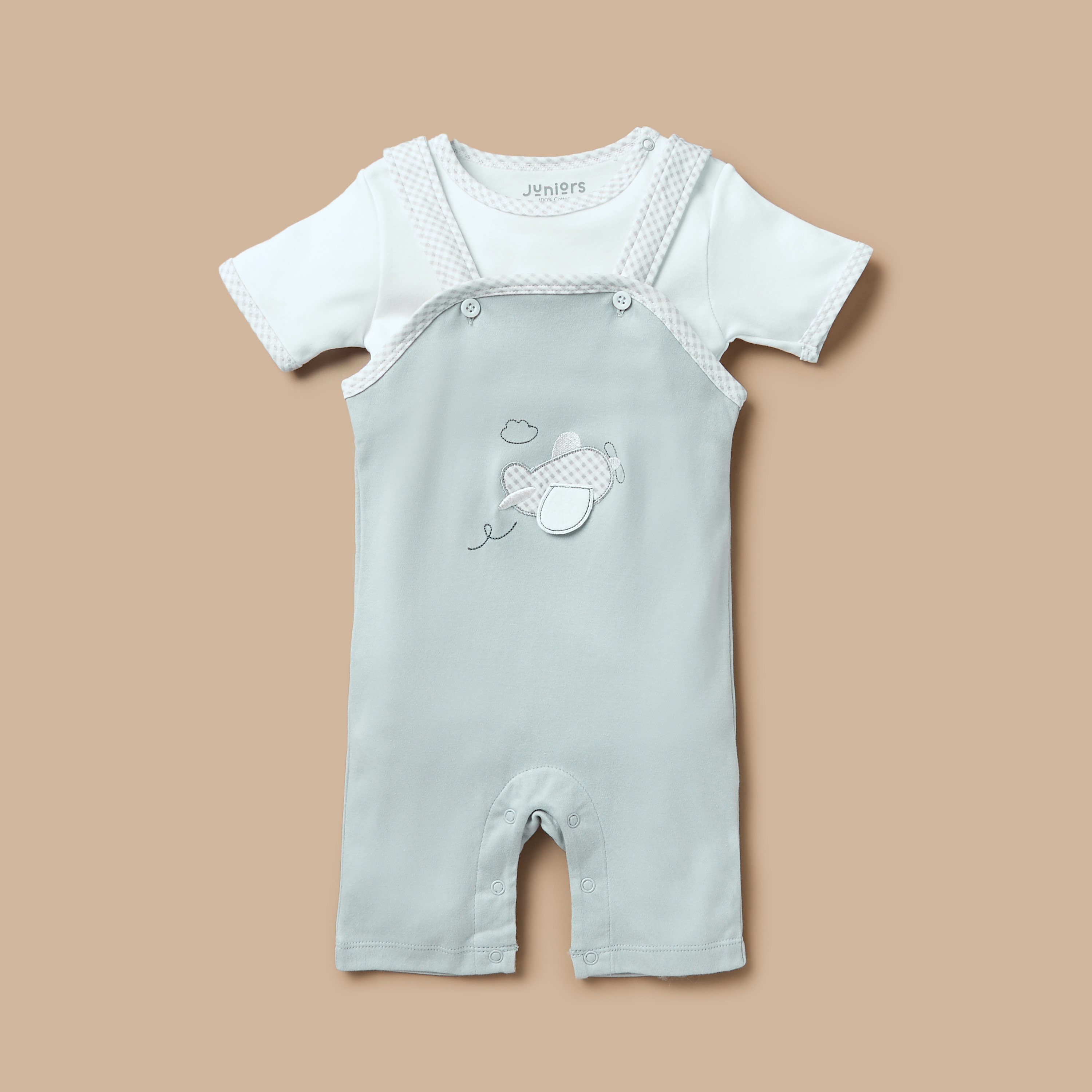 طقم دنغري وتيشيرت سادة من جونيورز-baby-boys-clothing-rompers-image-5