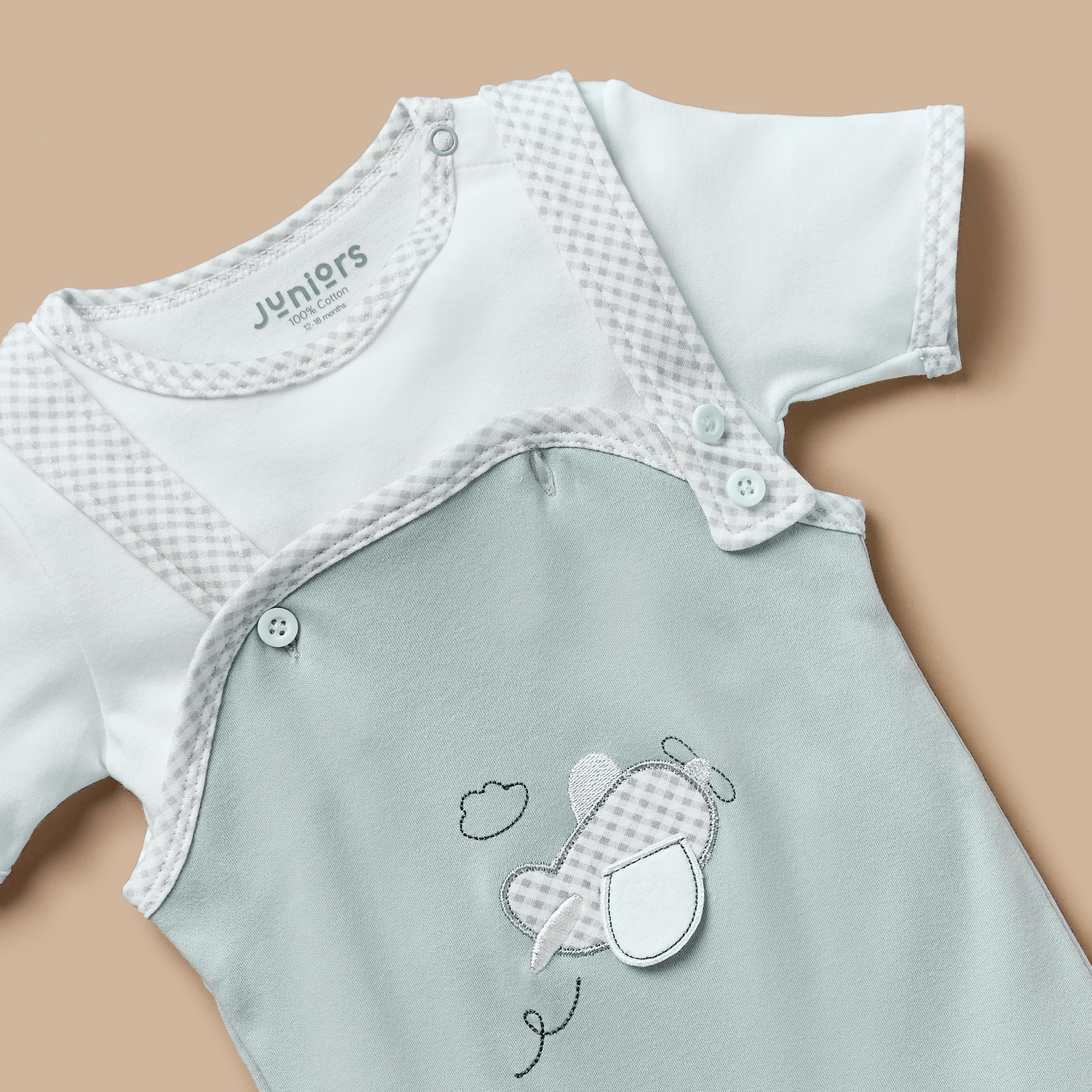 طقم دنغري وتيشيرت سادة من جونيورز-baby-boys-clothing-rompers-image-2