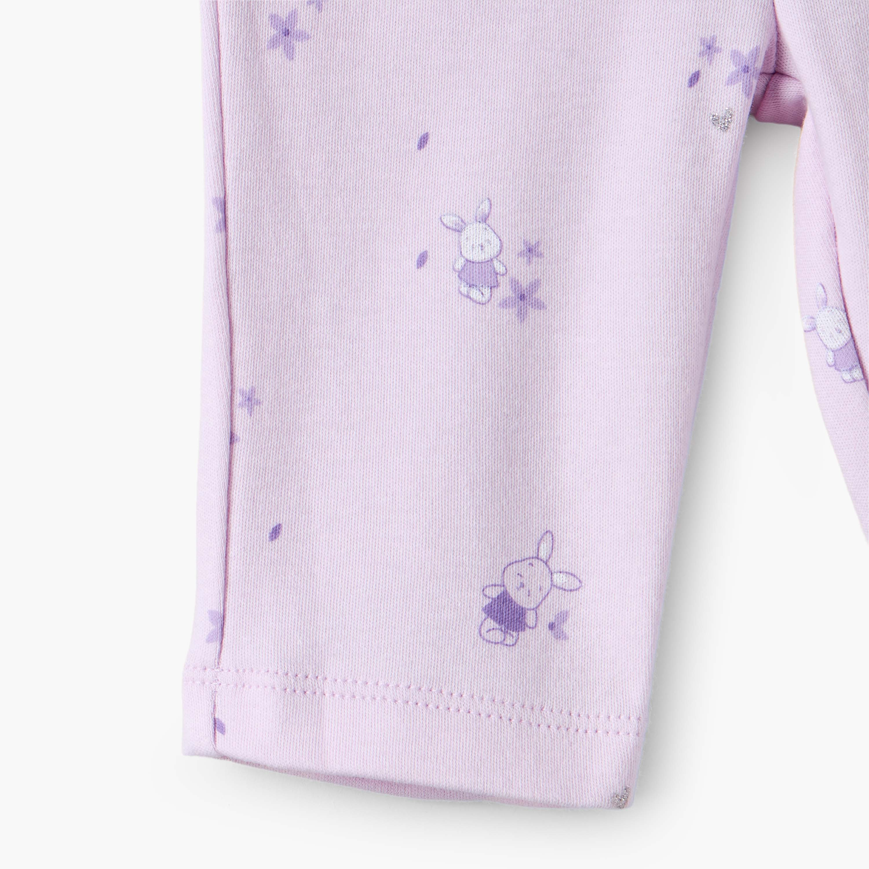 Juniors Cotton Round Neck Short Sleeves Pyjama Set with Bunny Embroidery-baby-girls-clothing-nightwear-pyjamasets-image-7