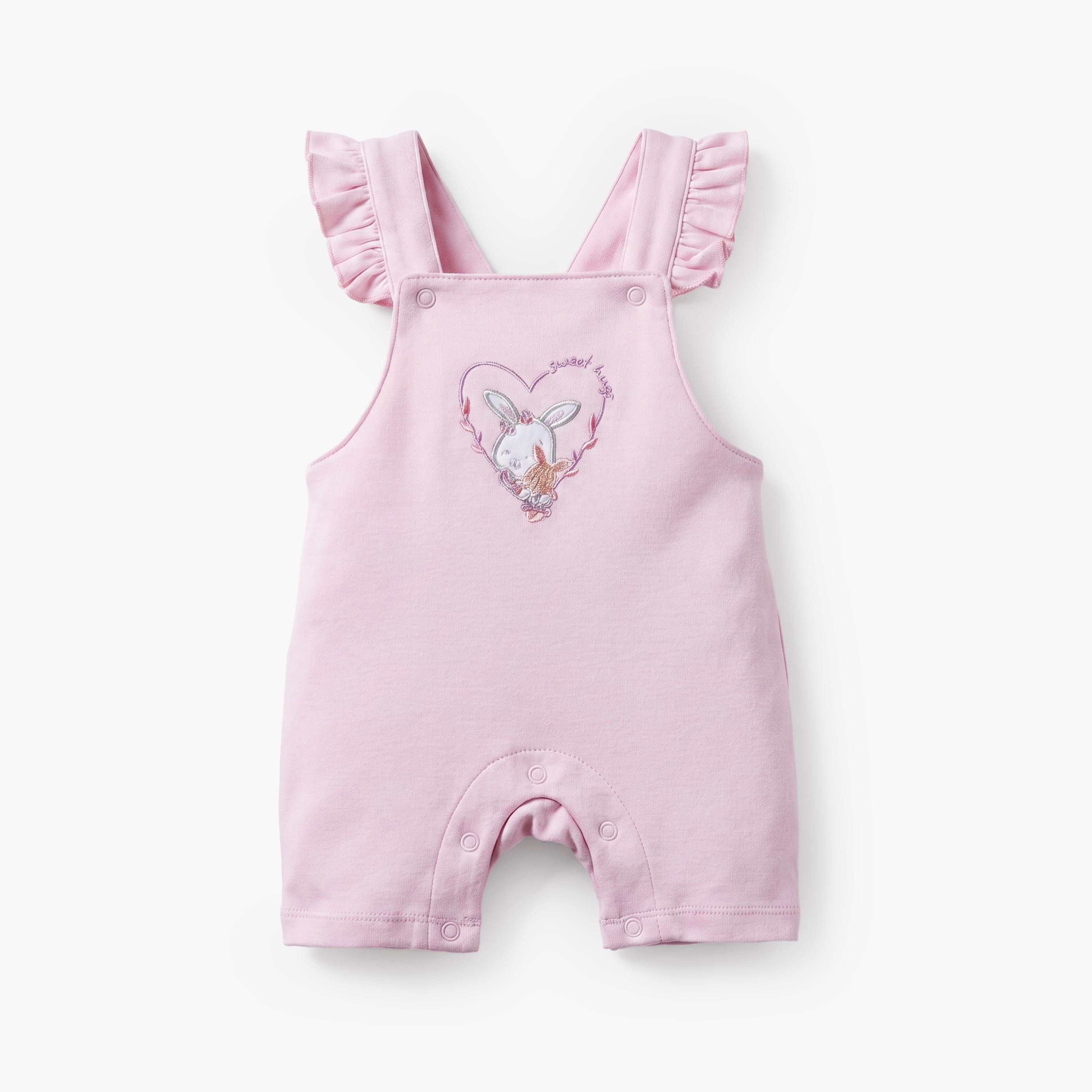 Juniors Round Neck Short Sleeves T-shirt and Dungaree Set with Bunny Print-baby-girls-clothing-setsandcoords-image-5