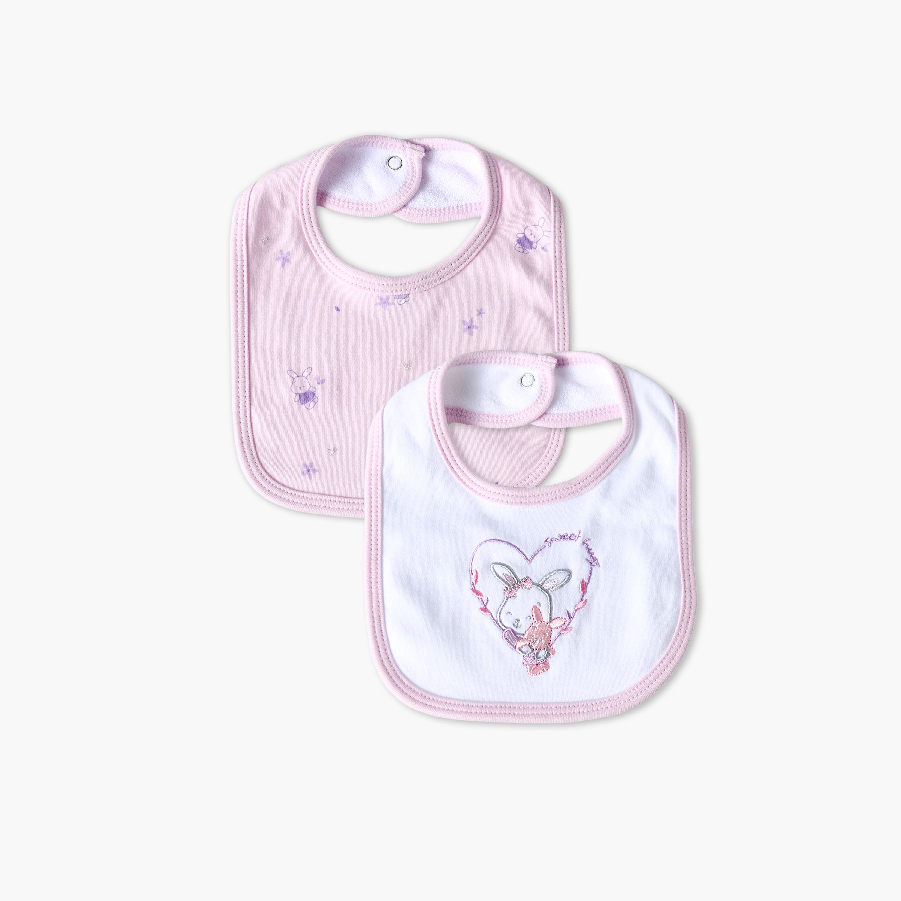 Pack of 2 Juniors Baby Bib with Bunny Print-baby-feeding-bibs-image-1