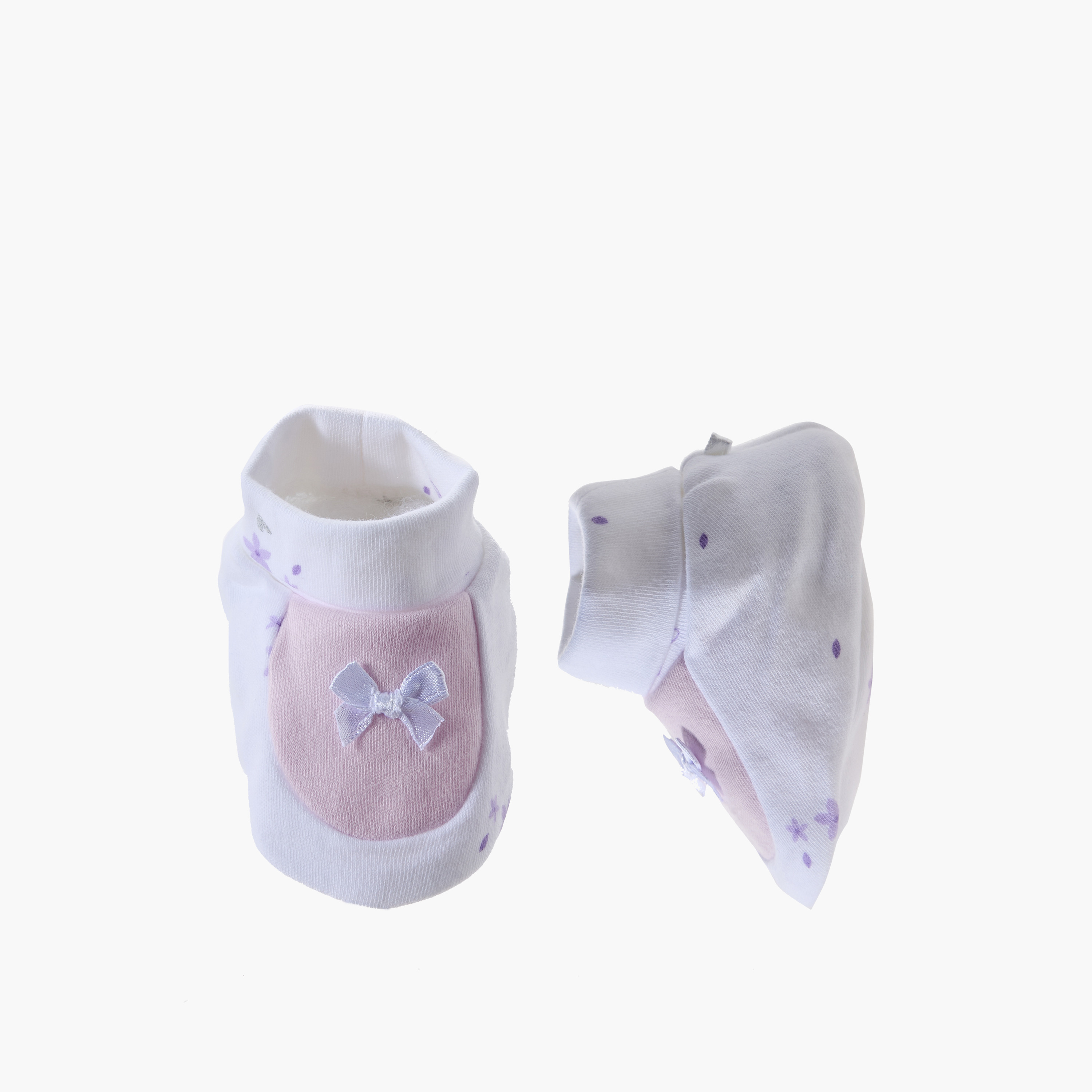 Juniors Booties with Bow Accent, Floral Print-baby-girls-shoes-booties-image-1