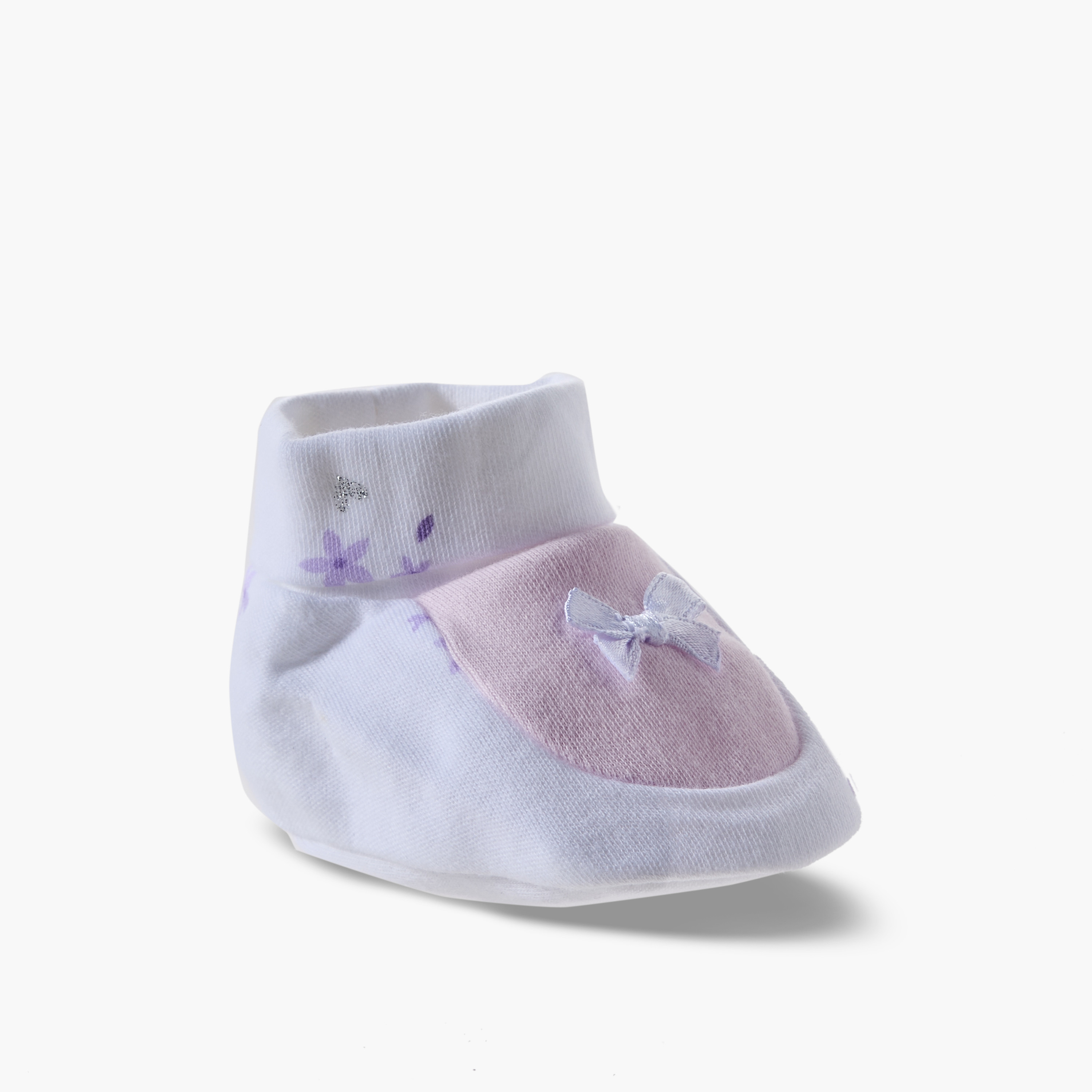 Juniors Booties with Bow Accent, Floral Print-baby-girls-shoes-booties-image-2