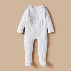 Juniors Floral Embroidered Sleepsuit with Snap Button Closure