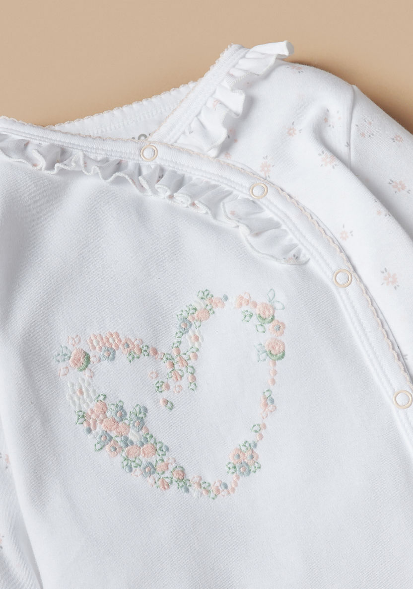 Juniors Floral Embroidered Sleepsuit with Snap Button Closure-Sleepsuits-image-1