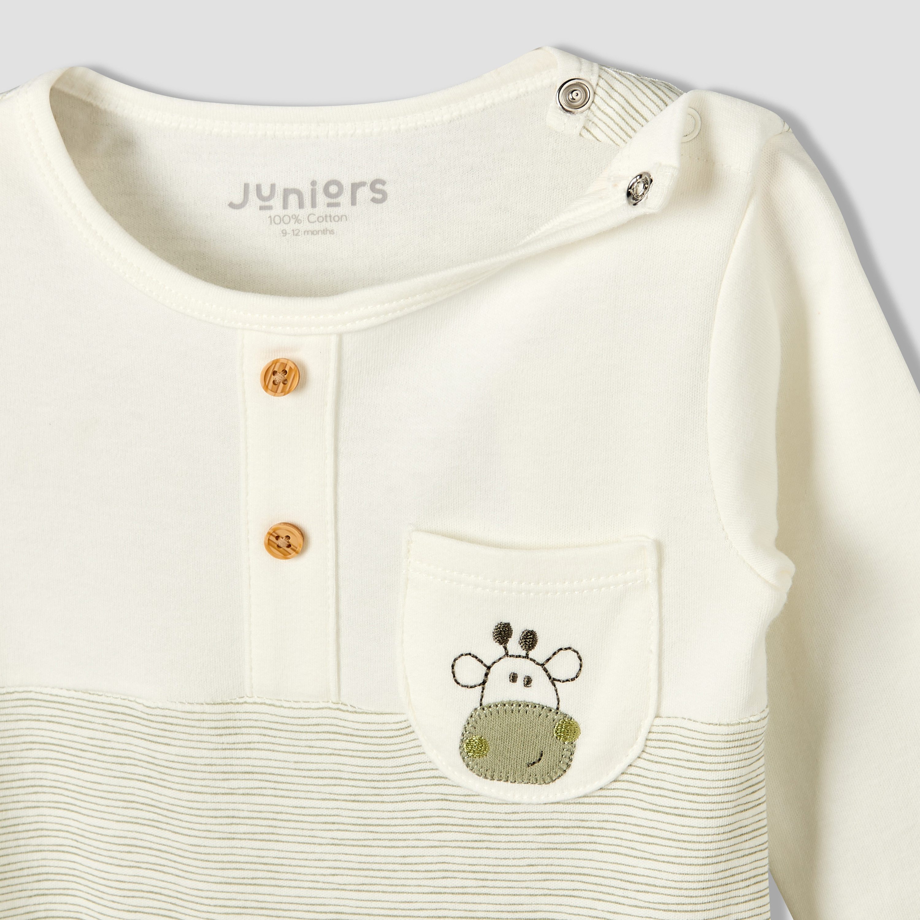 بدلة نوم قطن مطرزة بياقة مستديرة وأكمام طويلة من جونيورز-baby-boys-clothing-nightwear-sleepsuits-image-3