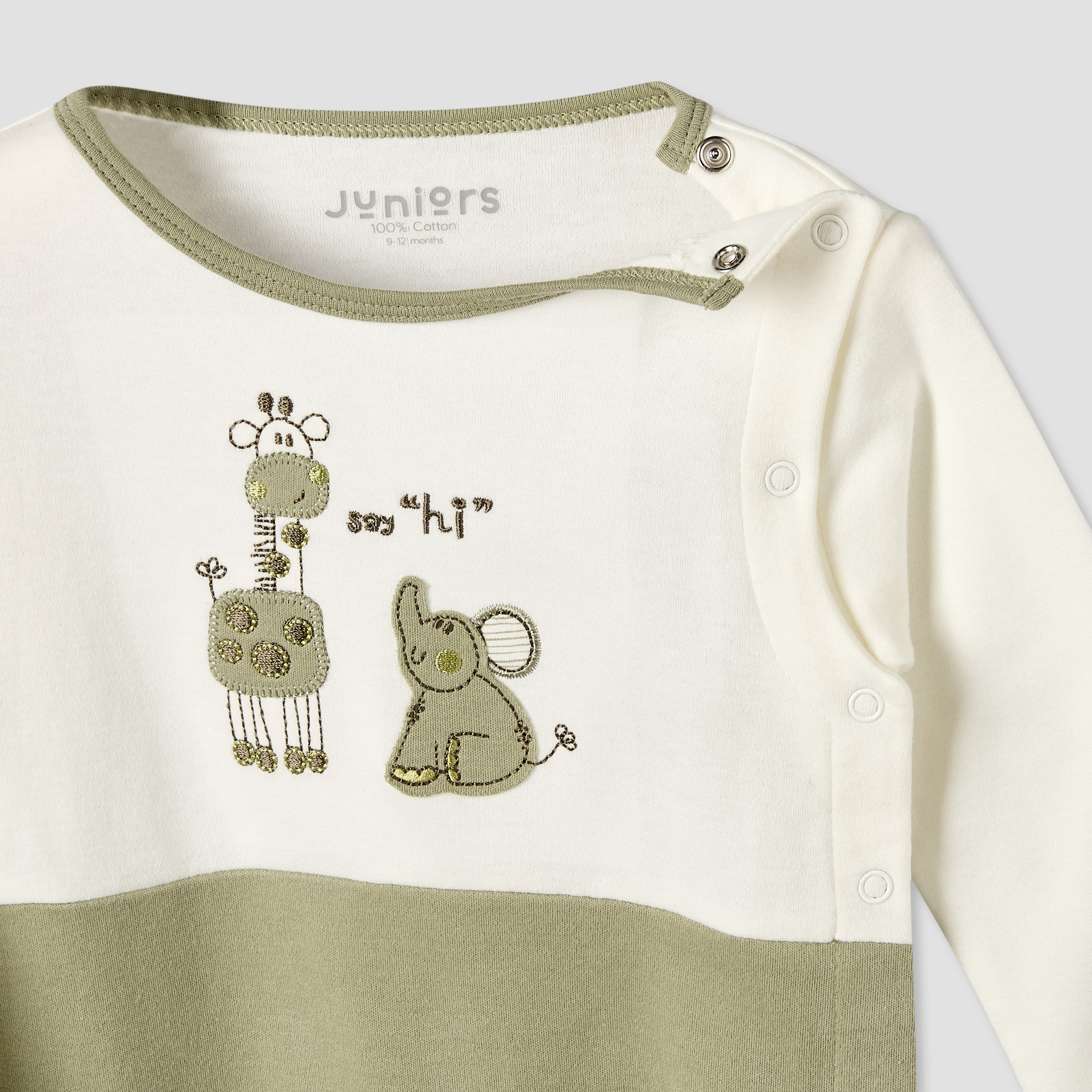 Juniors Cotton Round Neck Long Sleeves Sleepsuit with Embroidery-baby-boys-clothing-nightwear-sleepsuits-image-3