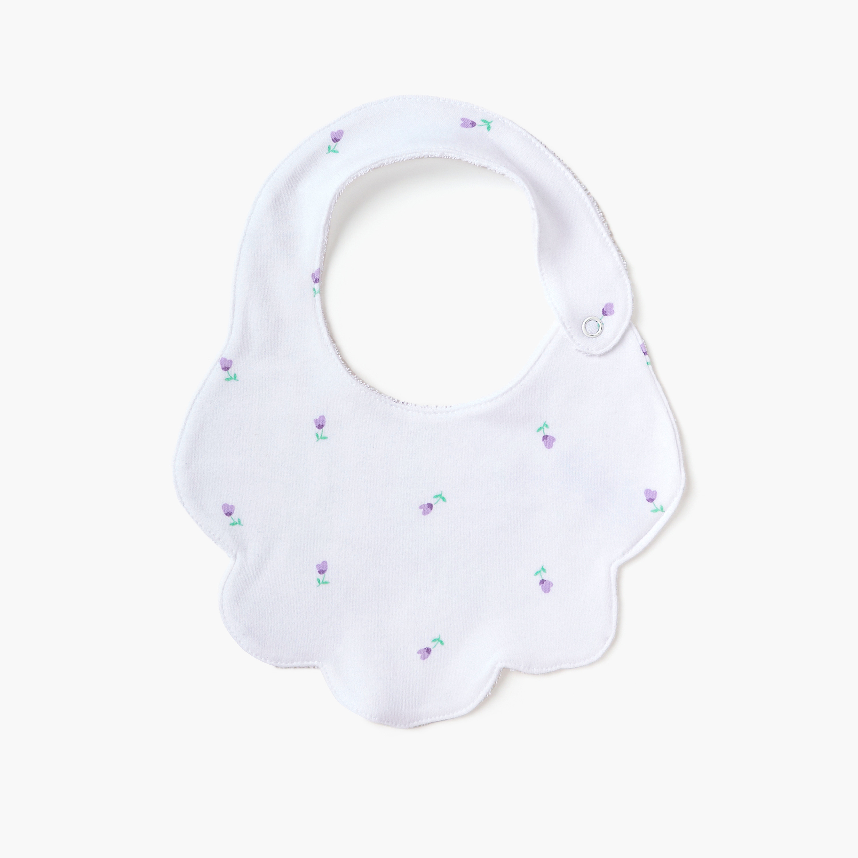 Juniors Floral Print Bib with Snap Button Closure-baby-feeding-bibs-image-1