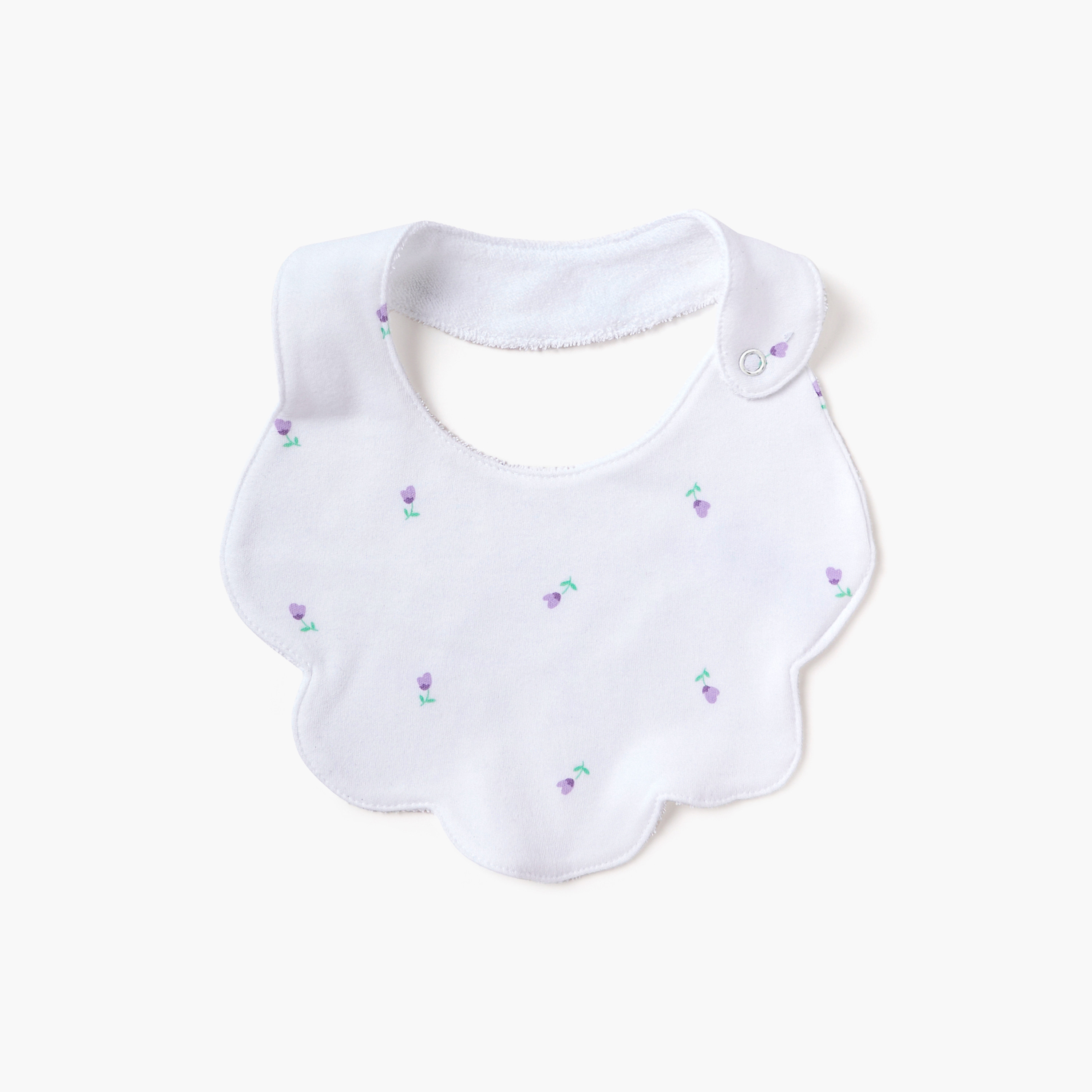 Juniors Floral Print Bib with Snap Button Closure-baby-feeding-bibs-image-2