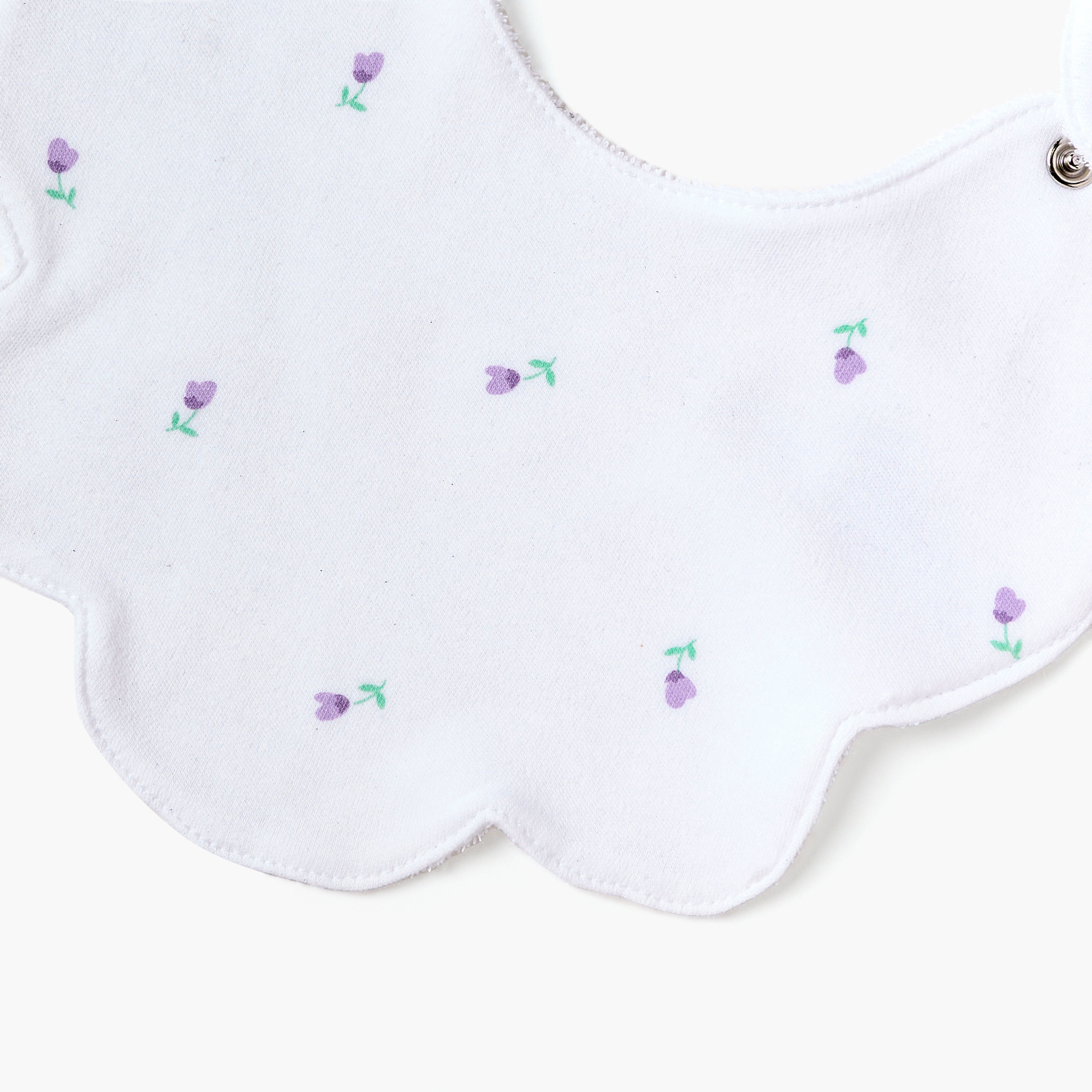 Juniors Floral Print Bib with Snap Button Closure-baby-feeding-bibs-image-3