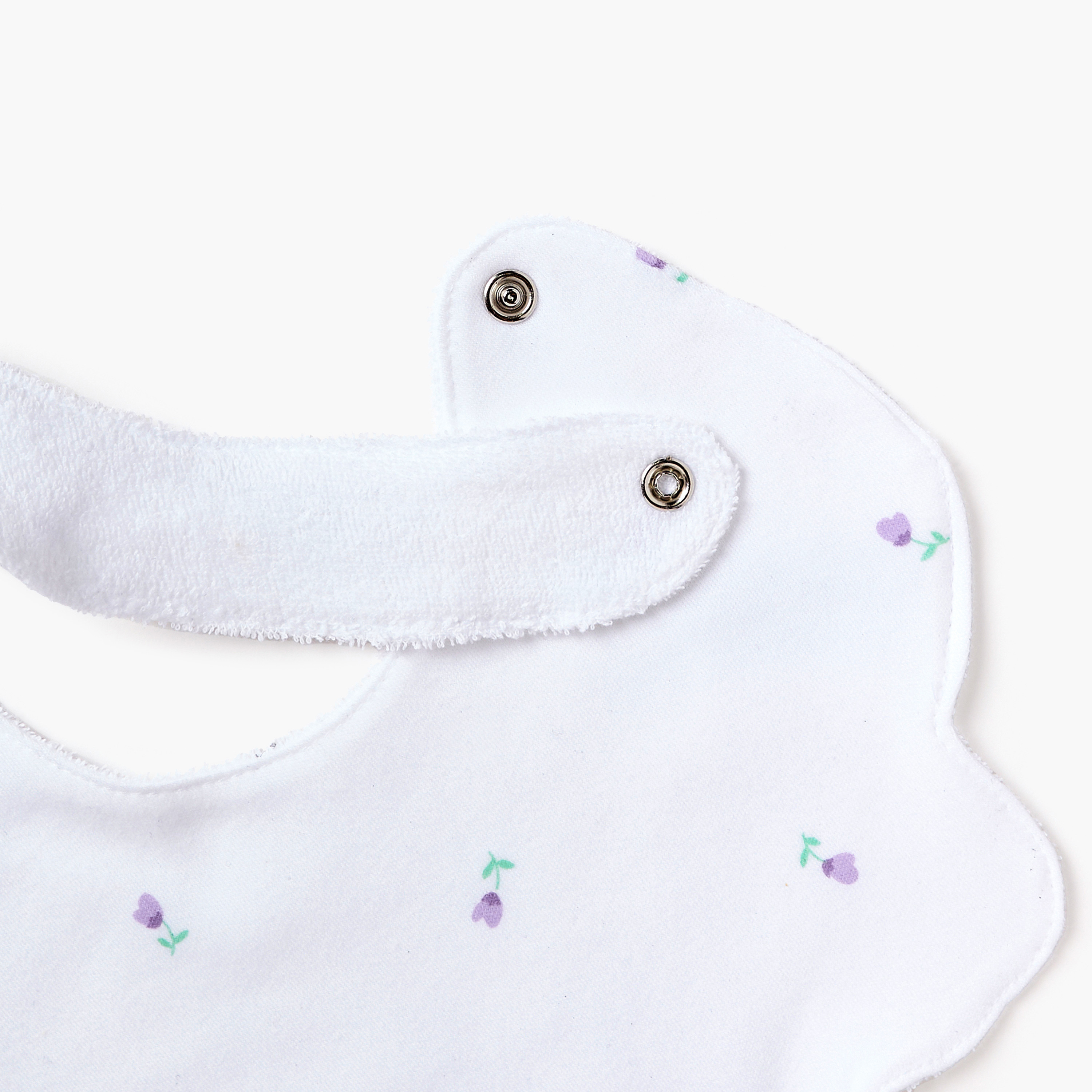 Juniors Floral Print Bib with Snap Button Closure-baby-feeding-bibs-image-4