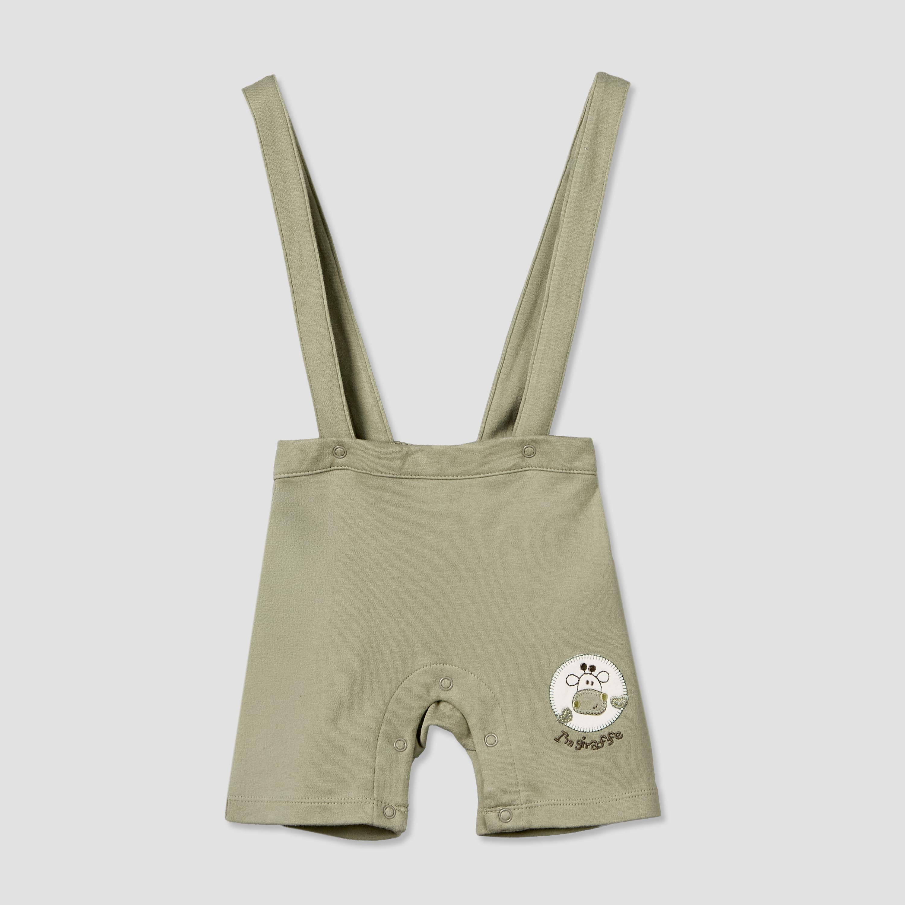 Juniors Crew Neck Short Sleeves T-shirt and Dungaree Set with Safari Print-baby-boys-clothing-setsandcoords-image-4