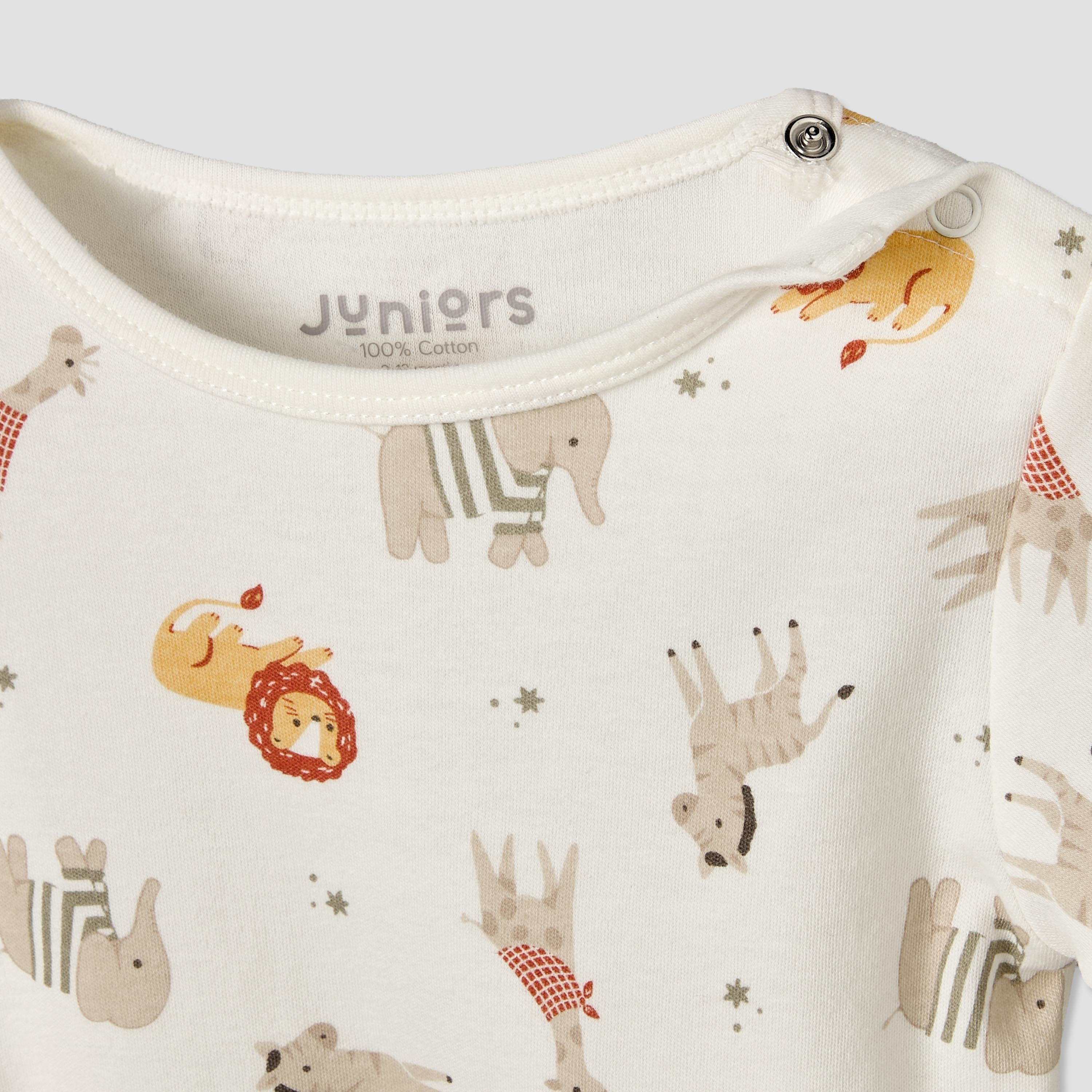 Juniors Crew Neck Short Sleeves T-shirt and Dungaree Set with Safari Print-baby-boys-clothing-setsandcoords-image-6