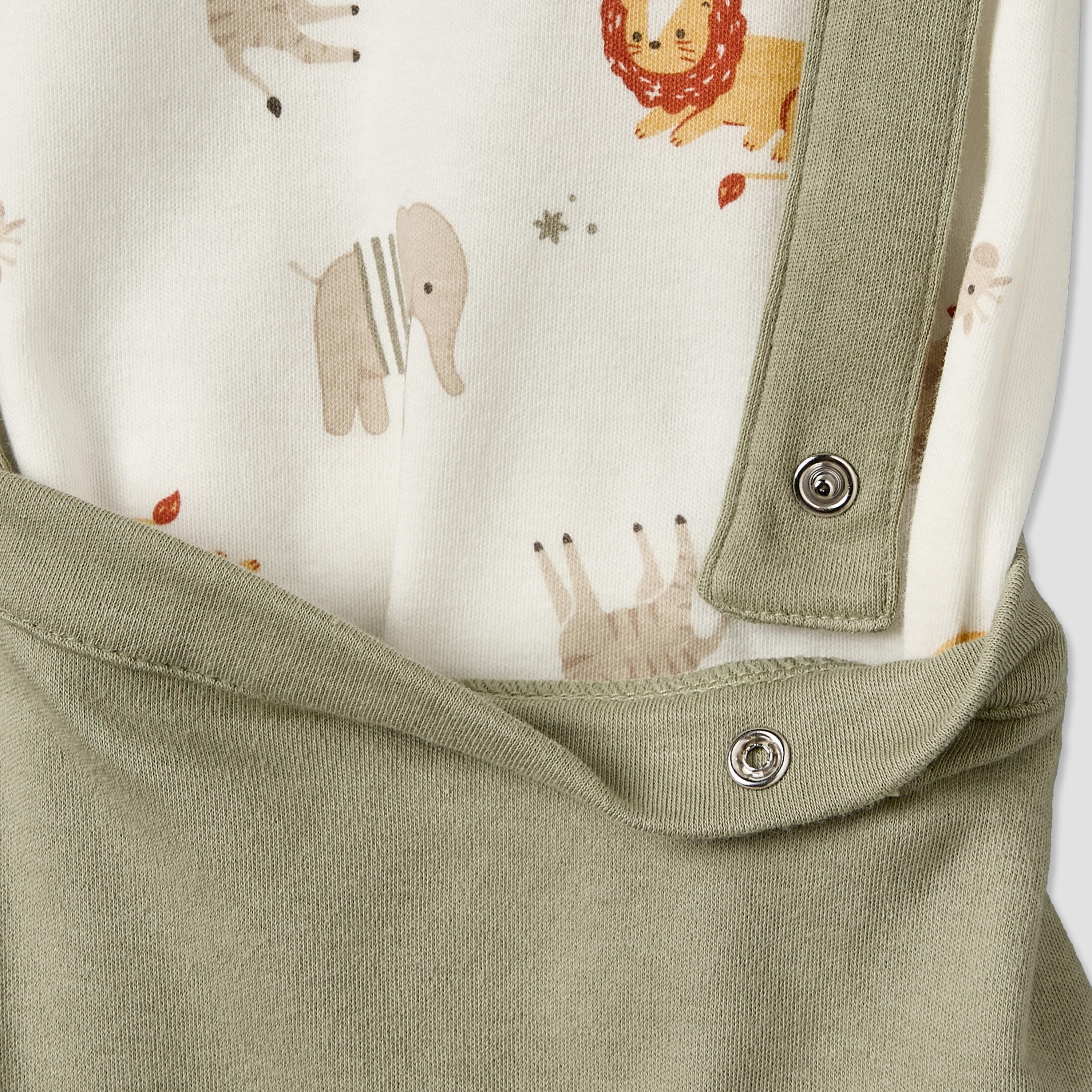 Juniors Crew Neck Short Sleeves T-shirt and Dungaree Set with Safari Print-baby-boys-clothing-setsandcoords-image-8