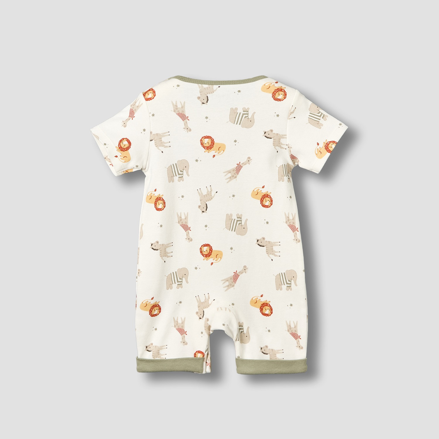 Juniors Crew Neck Short Sleeves Romper with Safari Print-baby-boys-clothing-rompers-image-2