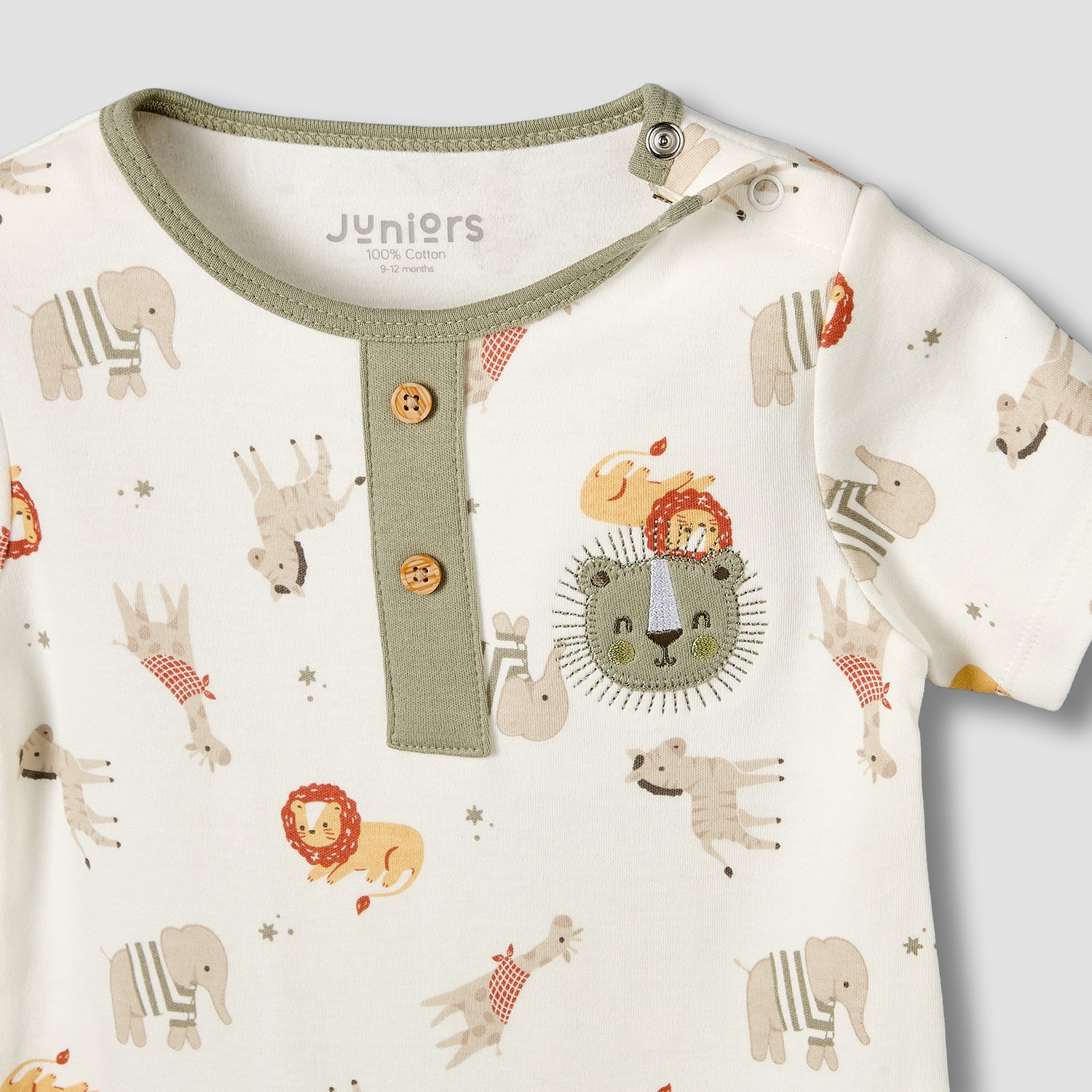 Juniors Crew Neck Short Sleeves Romper with Safari Print-baby-boys-clothing-rompers-image-3