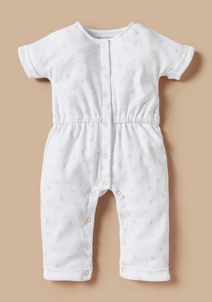 Juniors All-Over Floral Print Sleepsuit with Button Closure-Sleepsuits-image-0