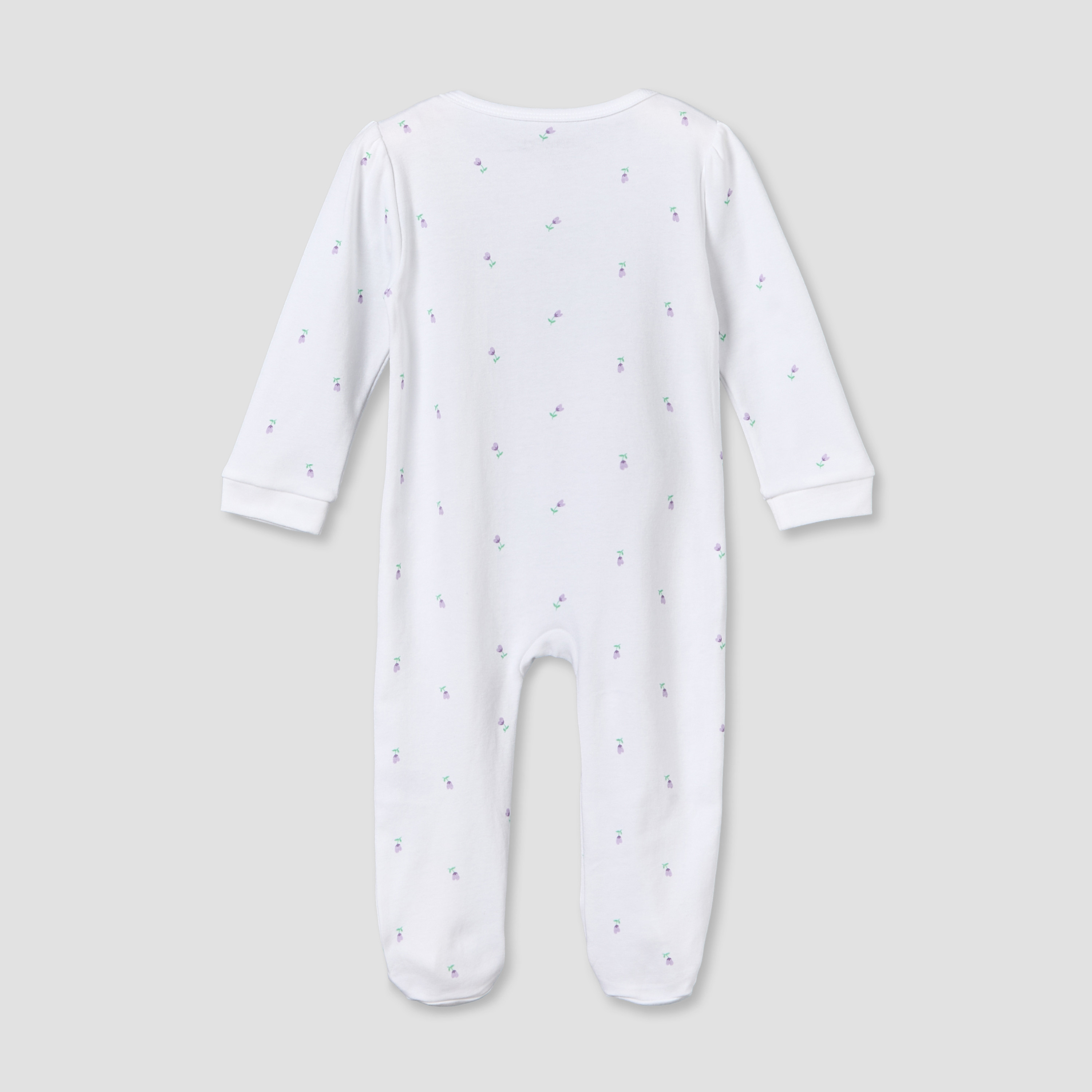 Juniors Cotton Round Neck Long Sleeves Sleepsuit with Bunny Applique-baby-girls-clothing-nightwear-sleepsuits-image-2