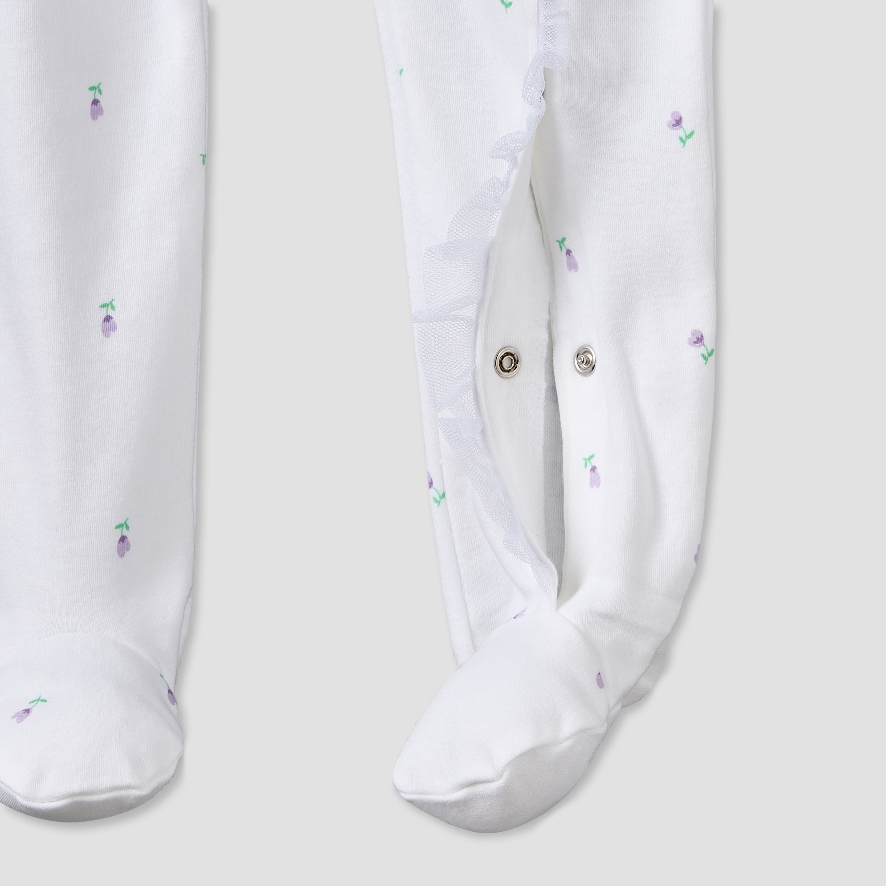 Juniors Cotton Round Neck Long Sleeves Sleepsuit with Bunny Applique-baby-girls-clothing-nightwear-sleepsuits-image-4