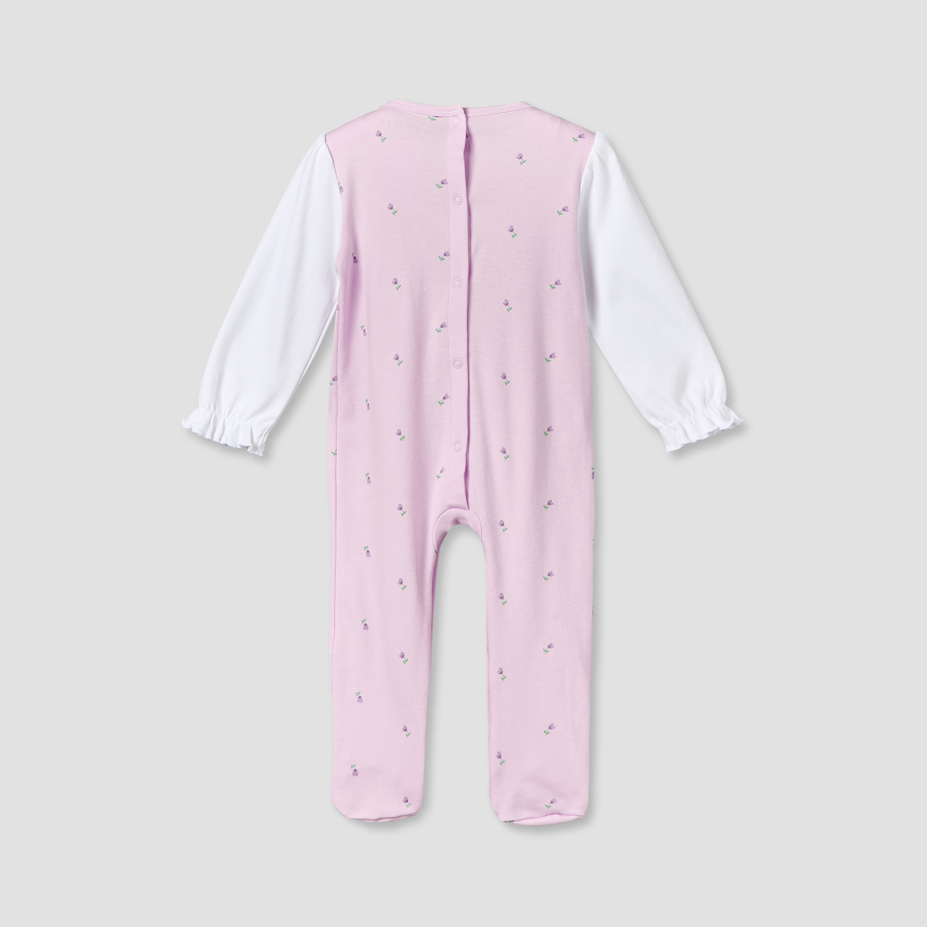 Juniors Cotton Round Neck Long Sleeves Sleepsuit with Floral Print-baby-girls-clothing-nightwear-sleepsuits-image-2