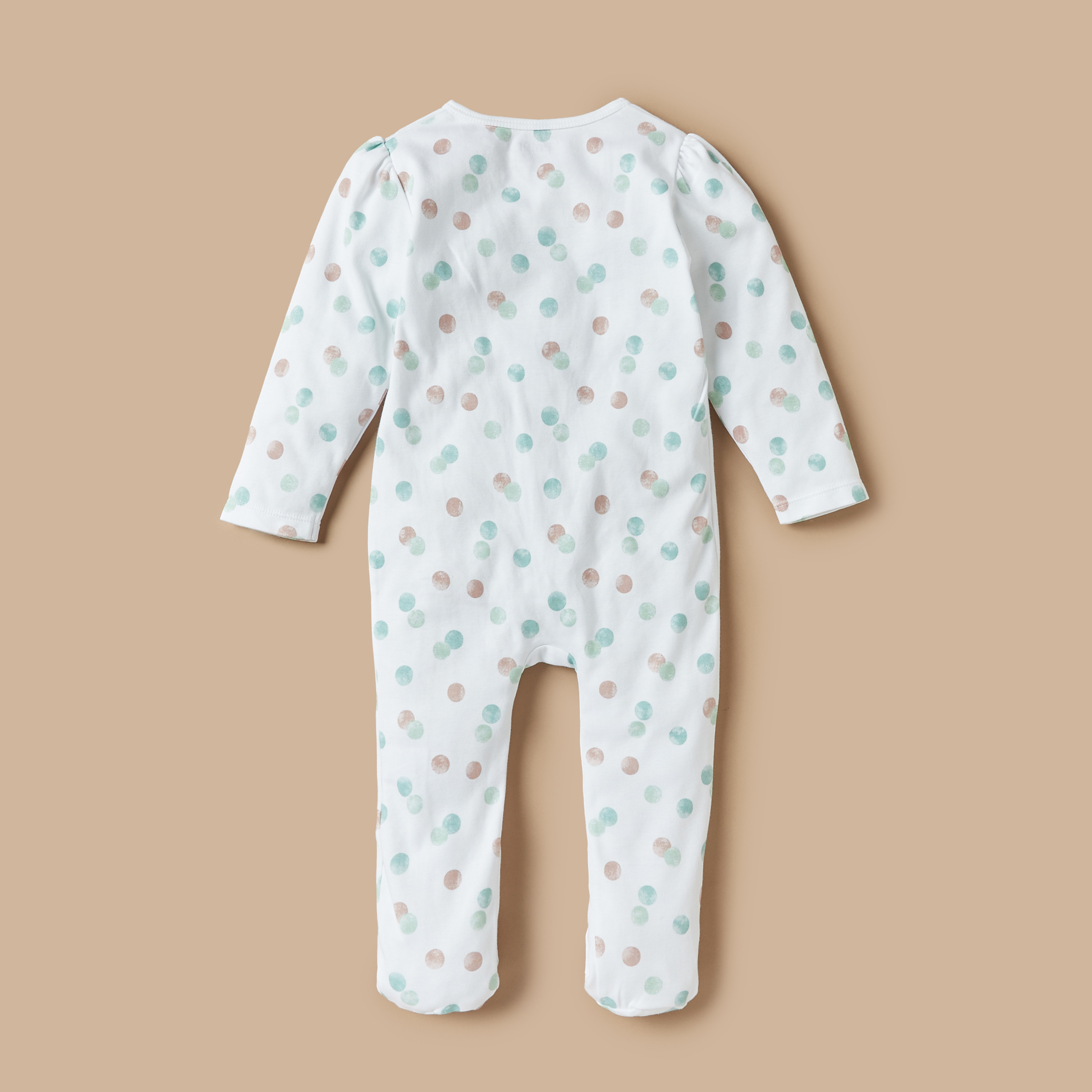 بدلة نوم مغلقة القدمين بأزرار إغلاق وزخارف زهور من جونيورز-baby-girls-clothing-nightwear-sleepsuits-image-2