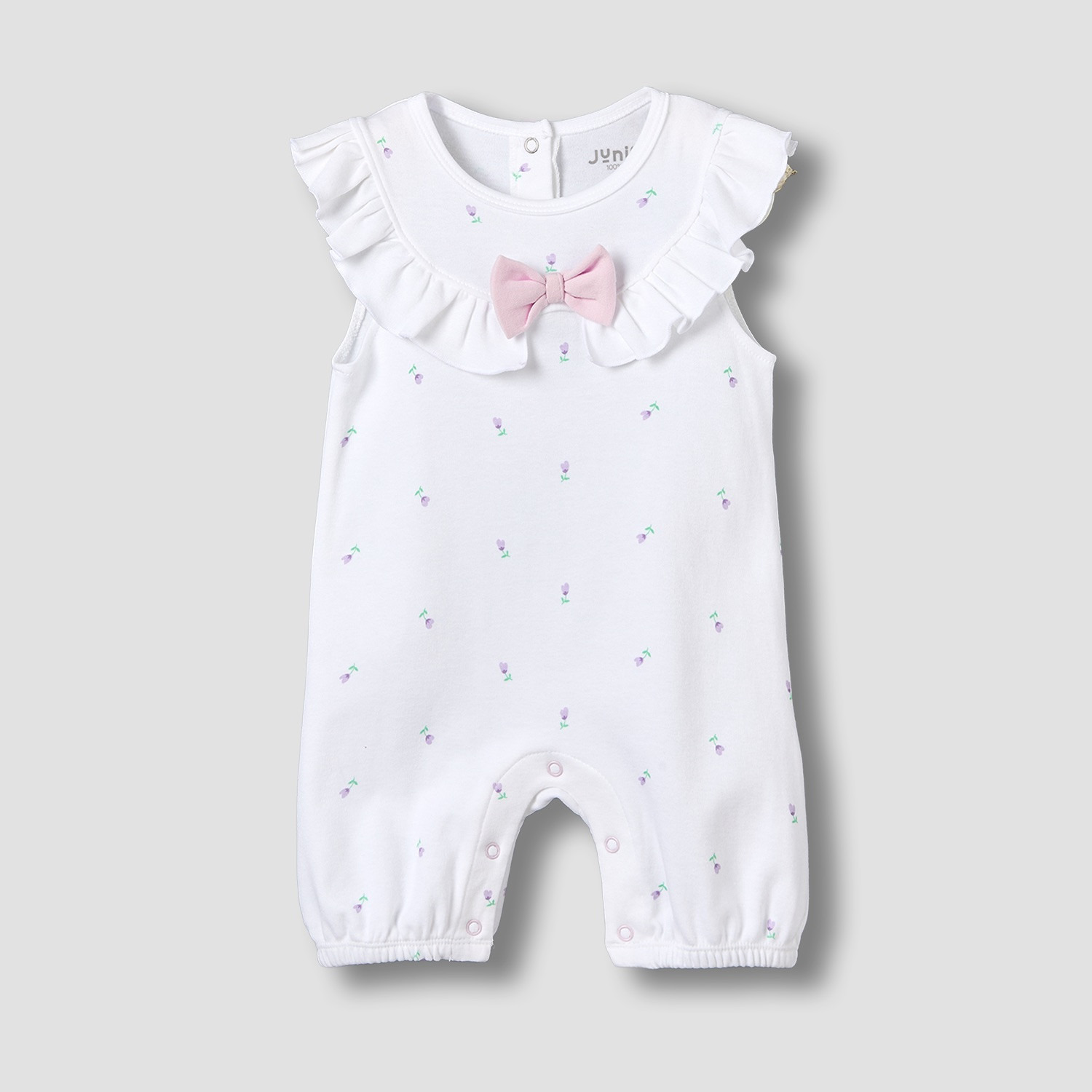 Juniors Round Neck Sleeveless Romper with Floral Print-baby-girls-clothing-rompers-image-1