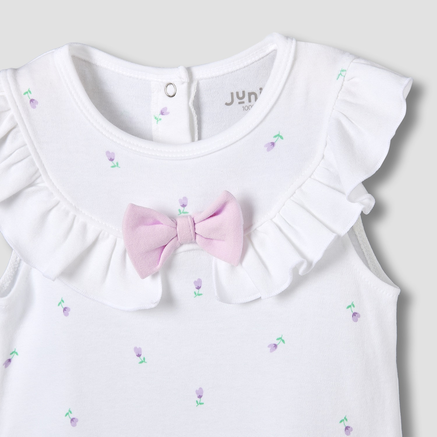 Juniors Round Neck Sleeveless Romper with Floral Print-baby-girls-clothing-rompers-image-3