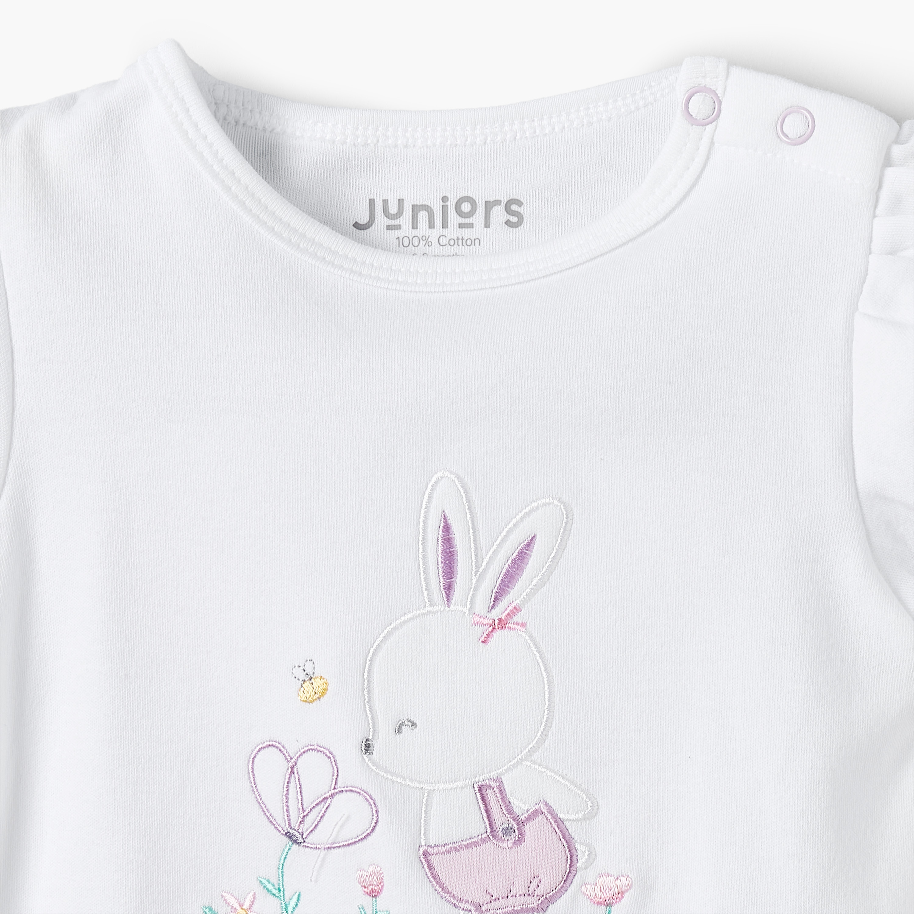 Juniors Cotton Crew Neck Short Sleeves Shorts Set with Bunny Embroidery-baby-girls-clothing-nightwear-pyjamasets-image-5