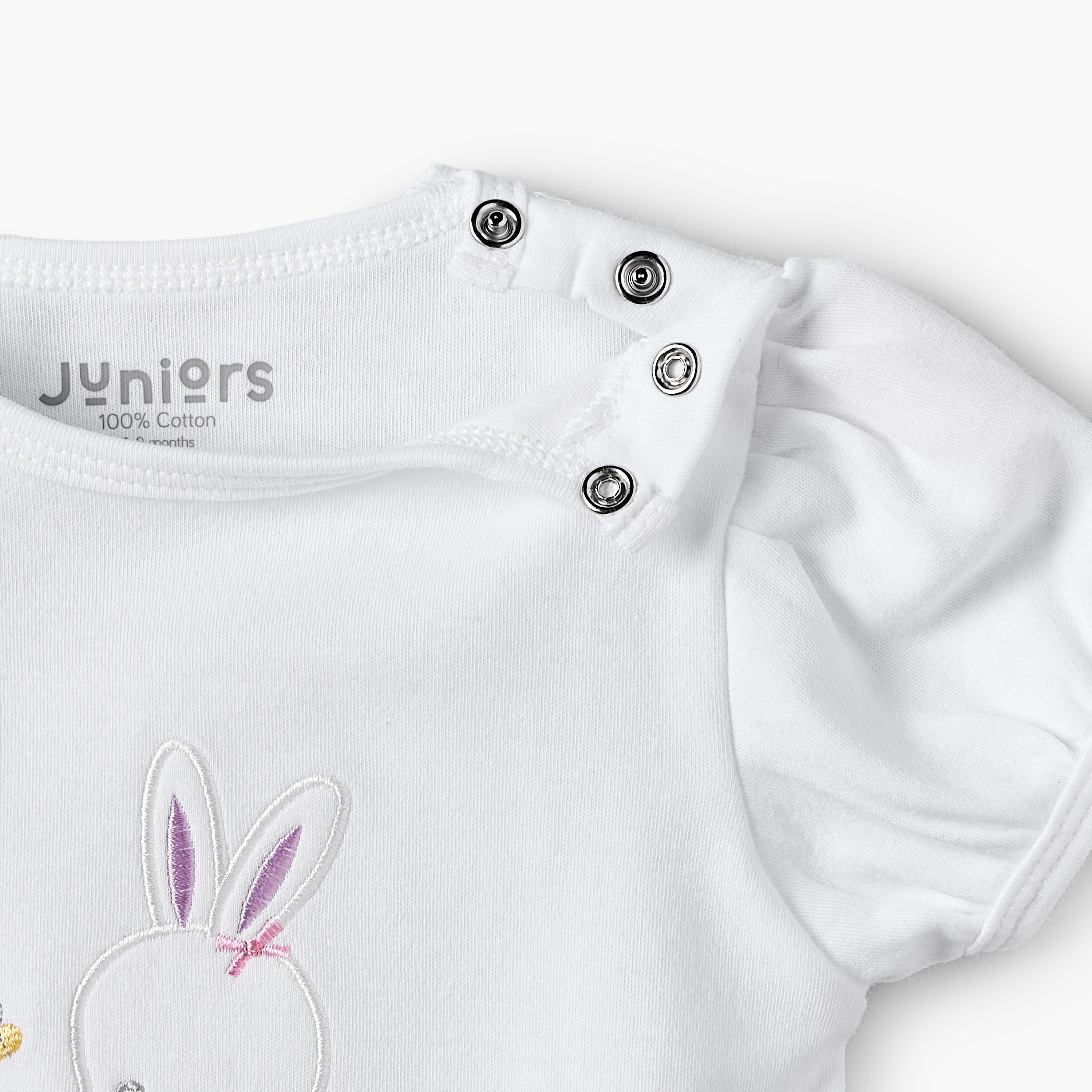 Juniors Cotton Crew Neck Short Sleeves Shorts Set with Bunny Embroidery-baby-girls-clothing-nightwear-pyjamasets-image-6