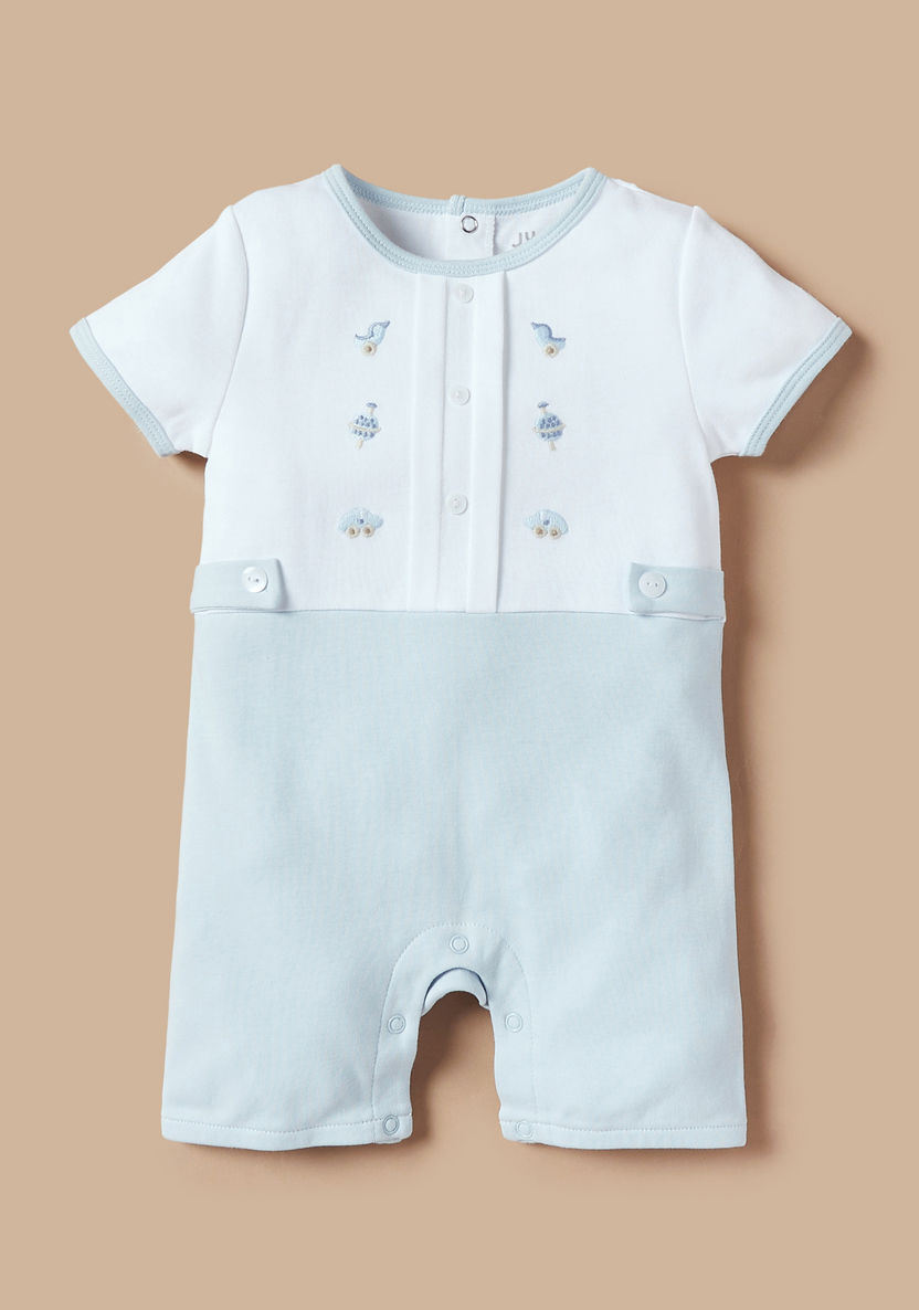 Juniors Embroidered Romper with Button Closure-Rompers%2C Dungarees and Jumpsuits-image-0