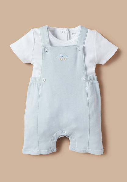 Juniors Solid T-shirt and Dungaree Set-Rompers%2C Dungarees and Jumpsuits-image-0