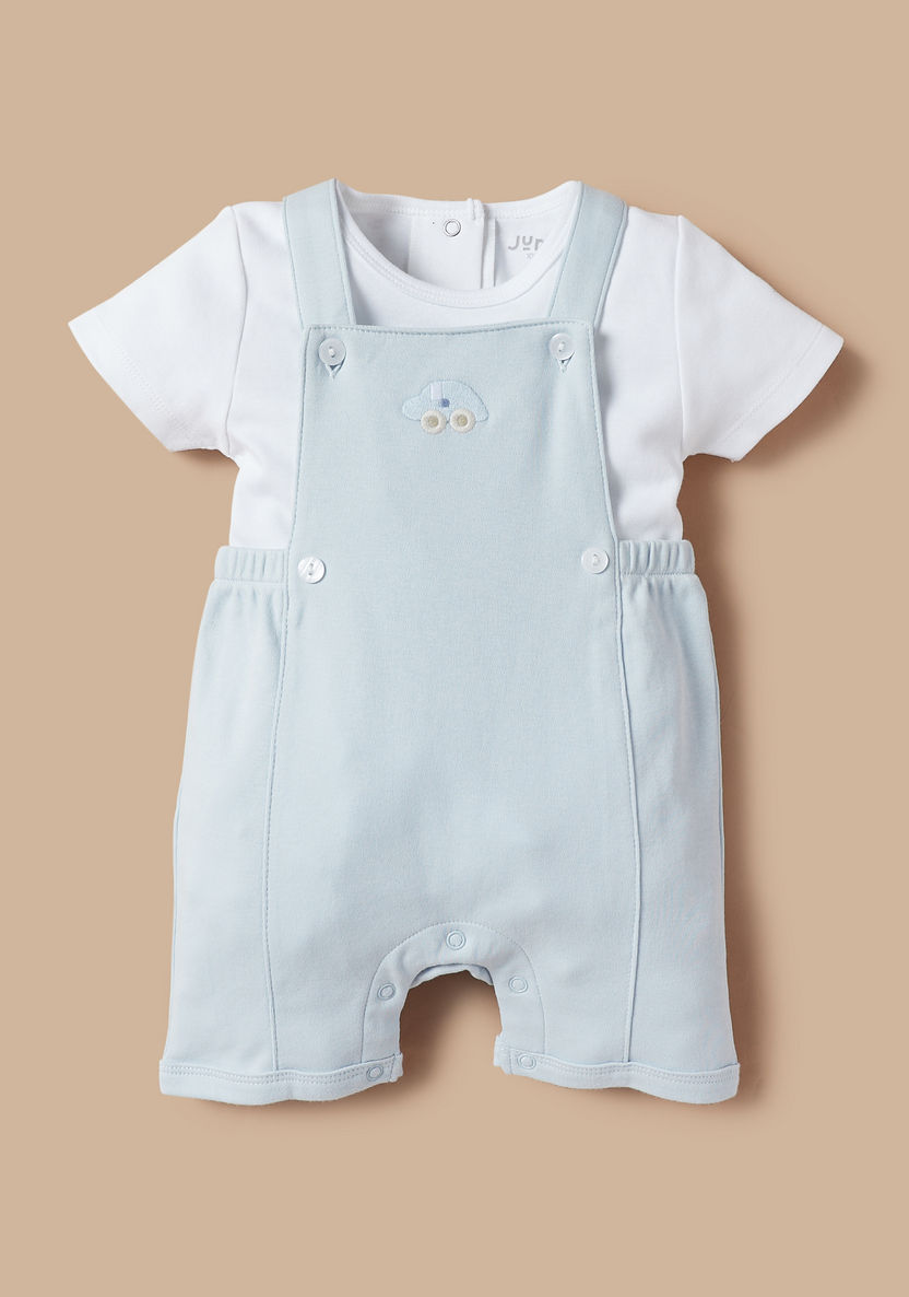 Juniors Solid T-shirt and Dungaree Set-Rompers%2C Dungarees and Jumpsuits-image-0