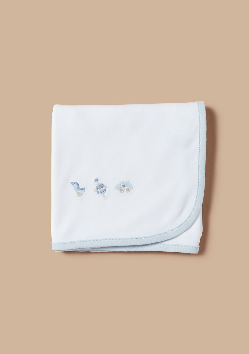 Juniors Embroidered Receiving Blanket - 70x70 cm-Receiving Blankets-image-0