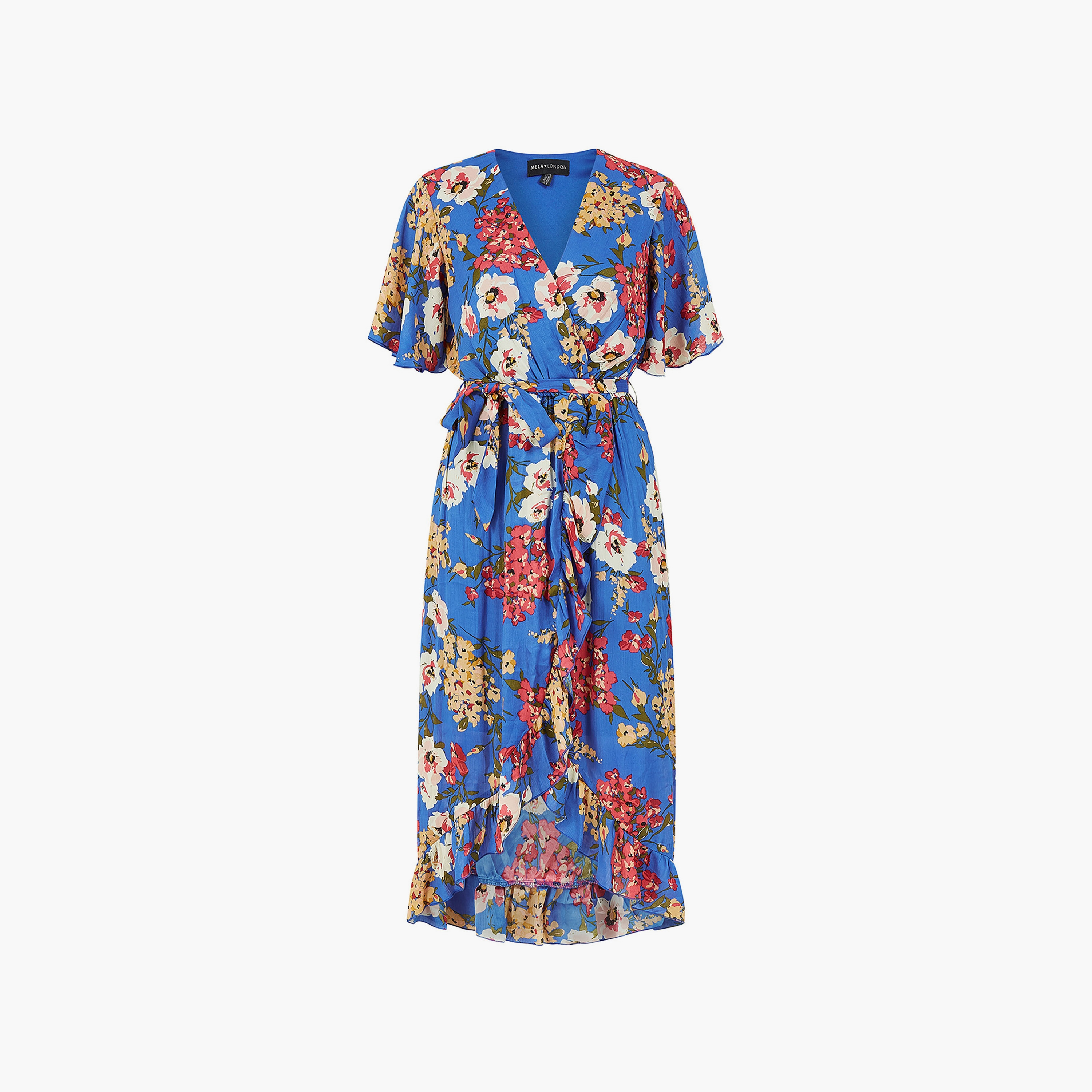 فستان نسائي متوسط الطول باللون الأزرق مع رباط أمامي من ميلا لندن-women-clothing-dresses-image-4