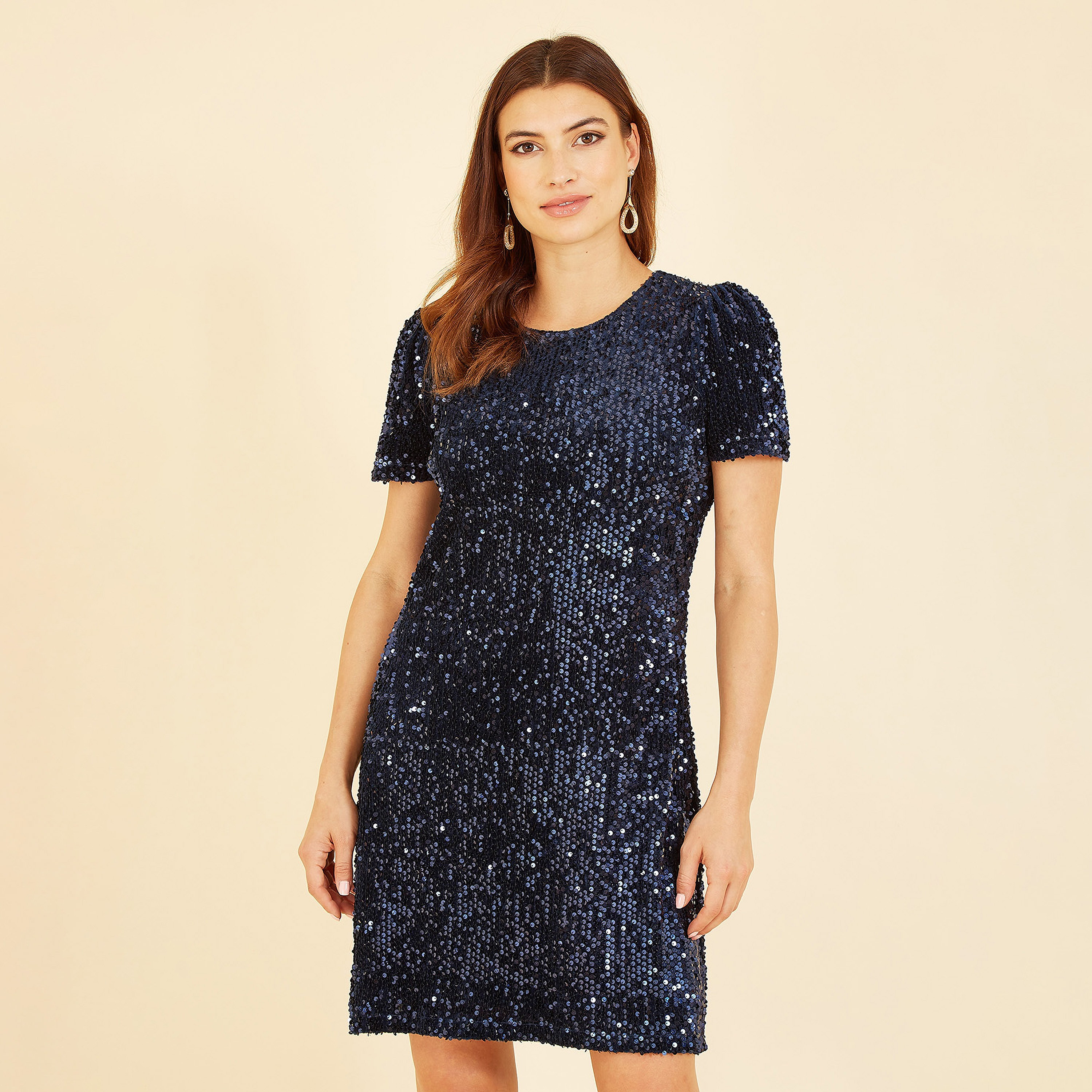 فستان سهرة قصير بتونيك ترتر لامع للنساء من ميلا لندن-women-clothing-dresses-image-2