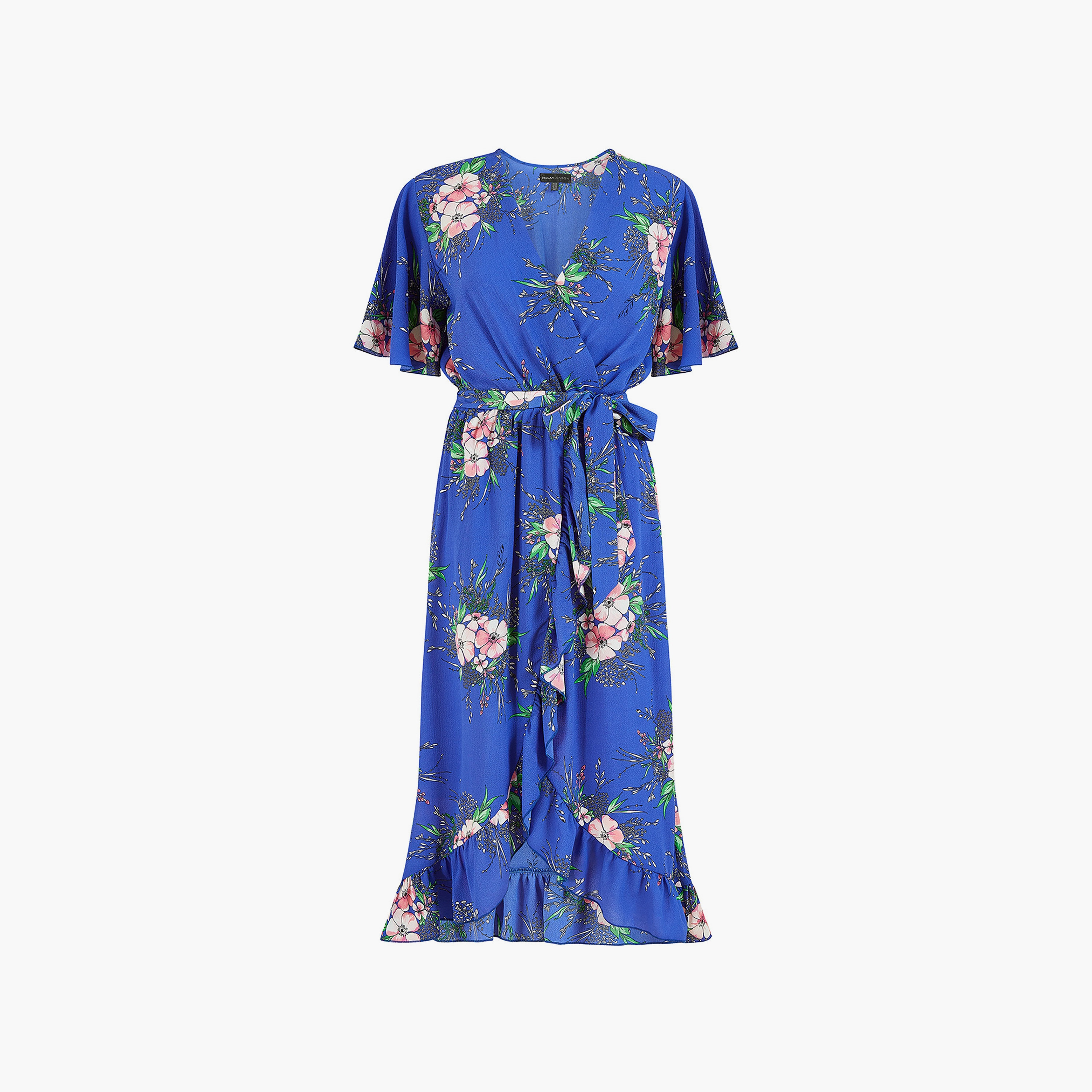Mela London Floral Dip Hem Wrap Women's Midi Dress-women-clothing-dresses-image-5