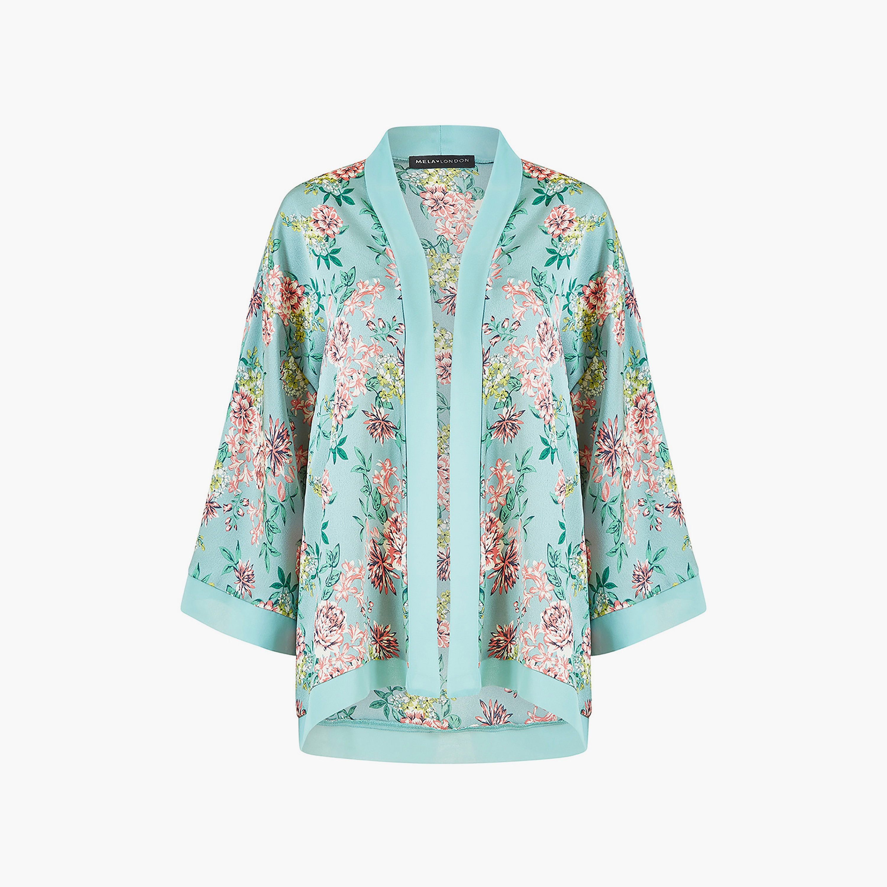 Mela London Green Floral Satin Women's Kimono-women-clothing-shirtsandblouses-blouses-image-4