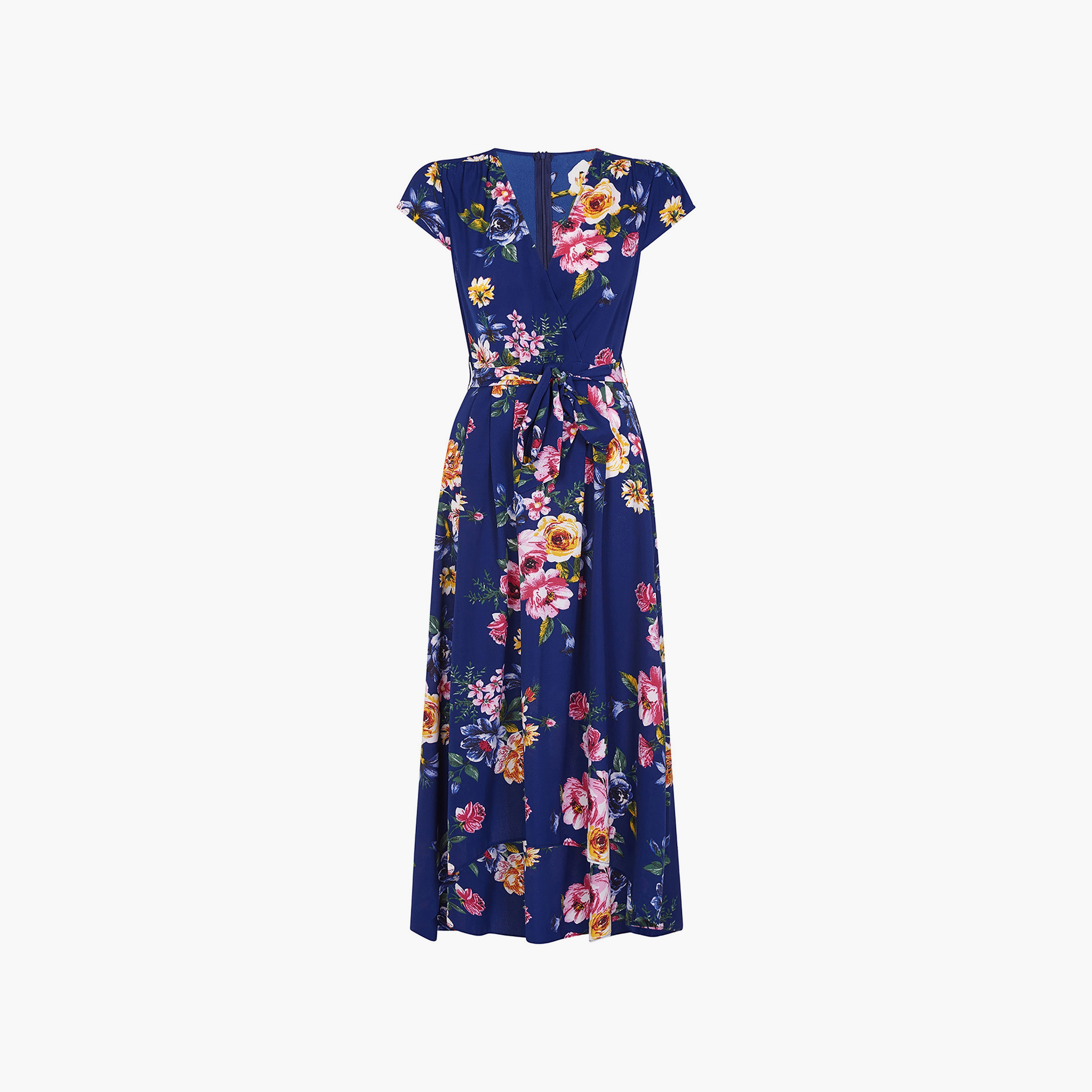 فستان ماكسي نسائي بتصميم ملفوف مزين بالزهور وحاشية منخفضة من ميلا لندن-women-clothing-dresses-image-4
