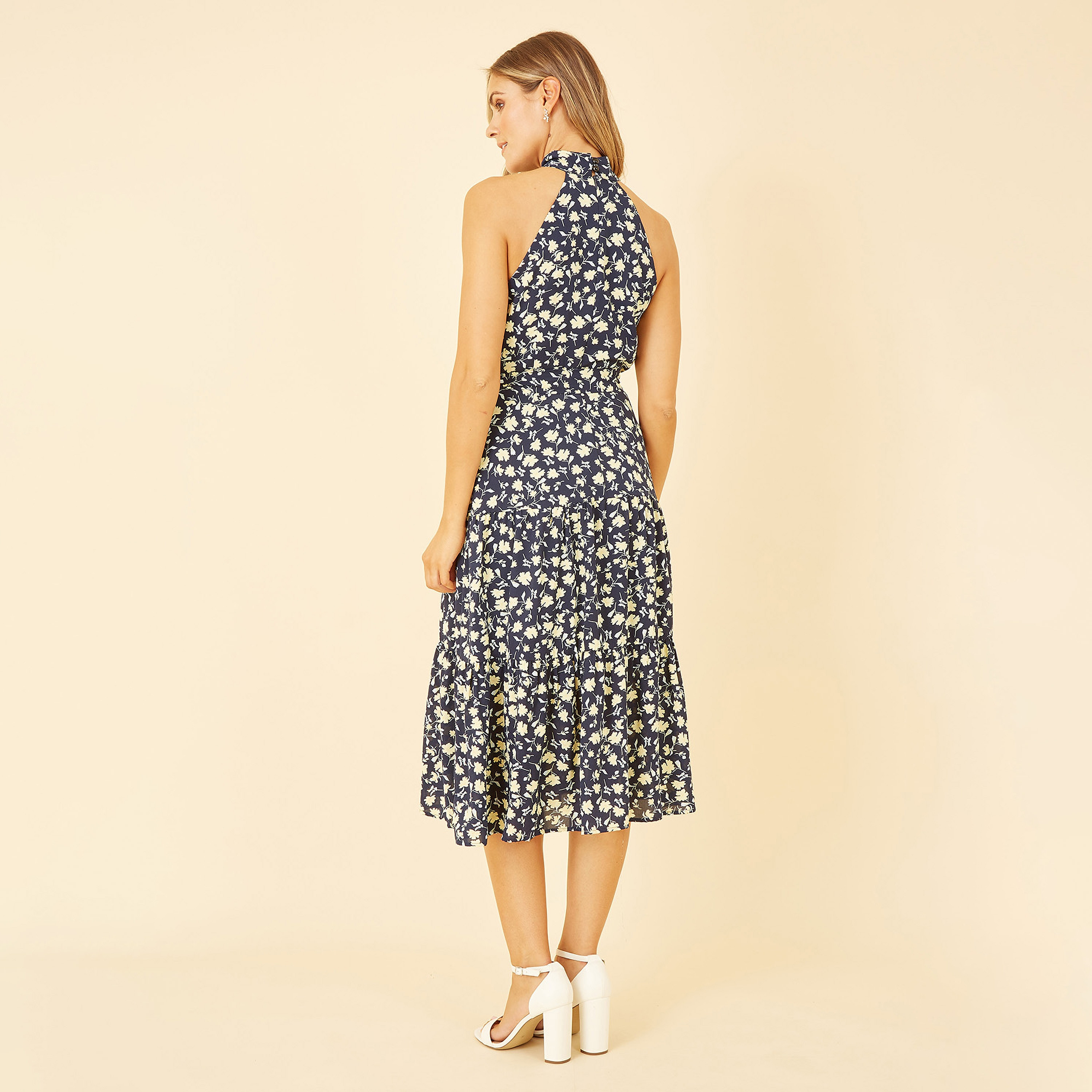 Mela London Halter Neck Floral Tiered Women's Midi Dress-women-clothing-dresses-image-2
