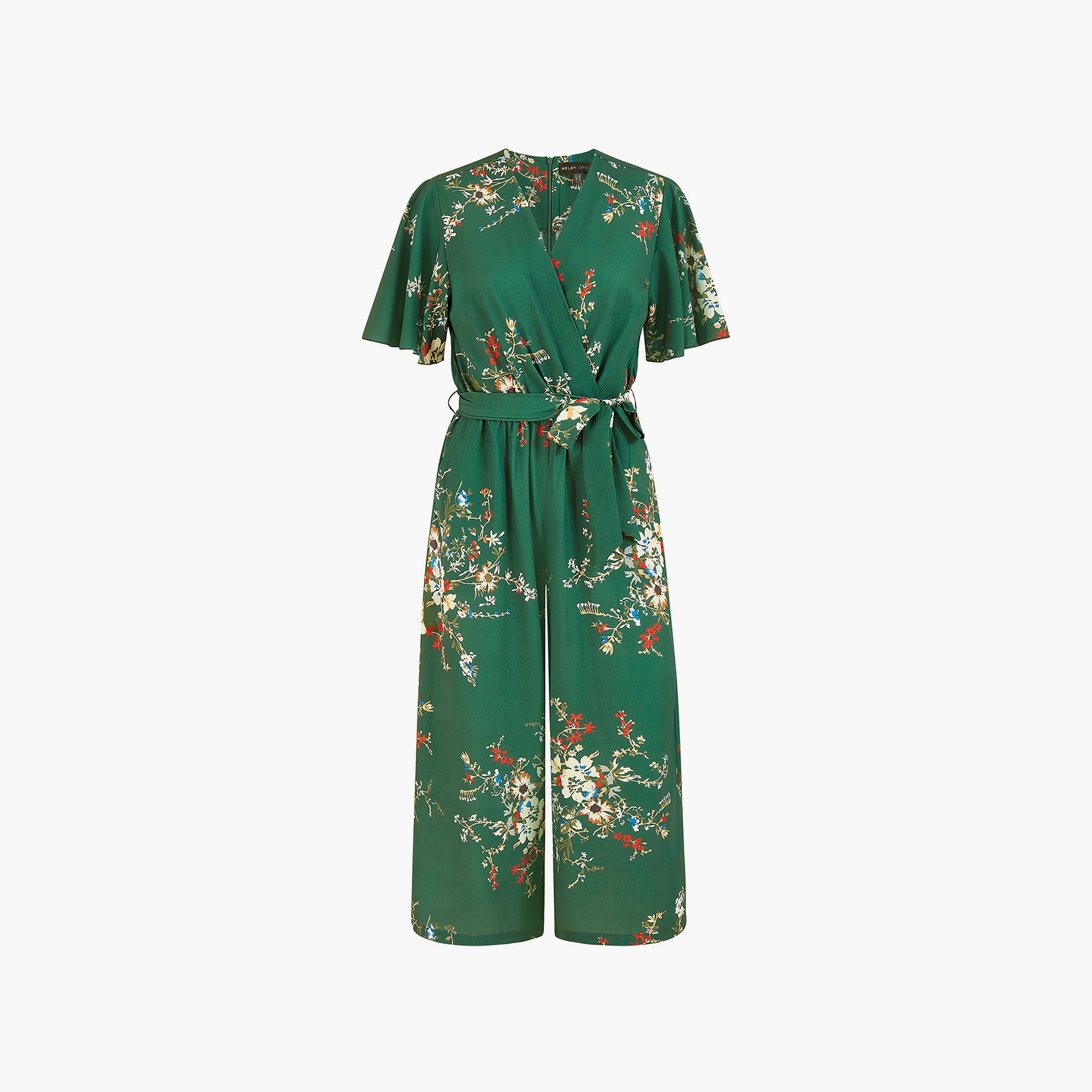 جمبسوت نسائي بطبعة زهور باللون الأخضر بأكمام ملائكية من ميلا لندن-women-clothing-jumpsuits-image-5