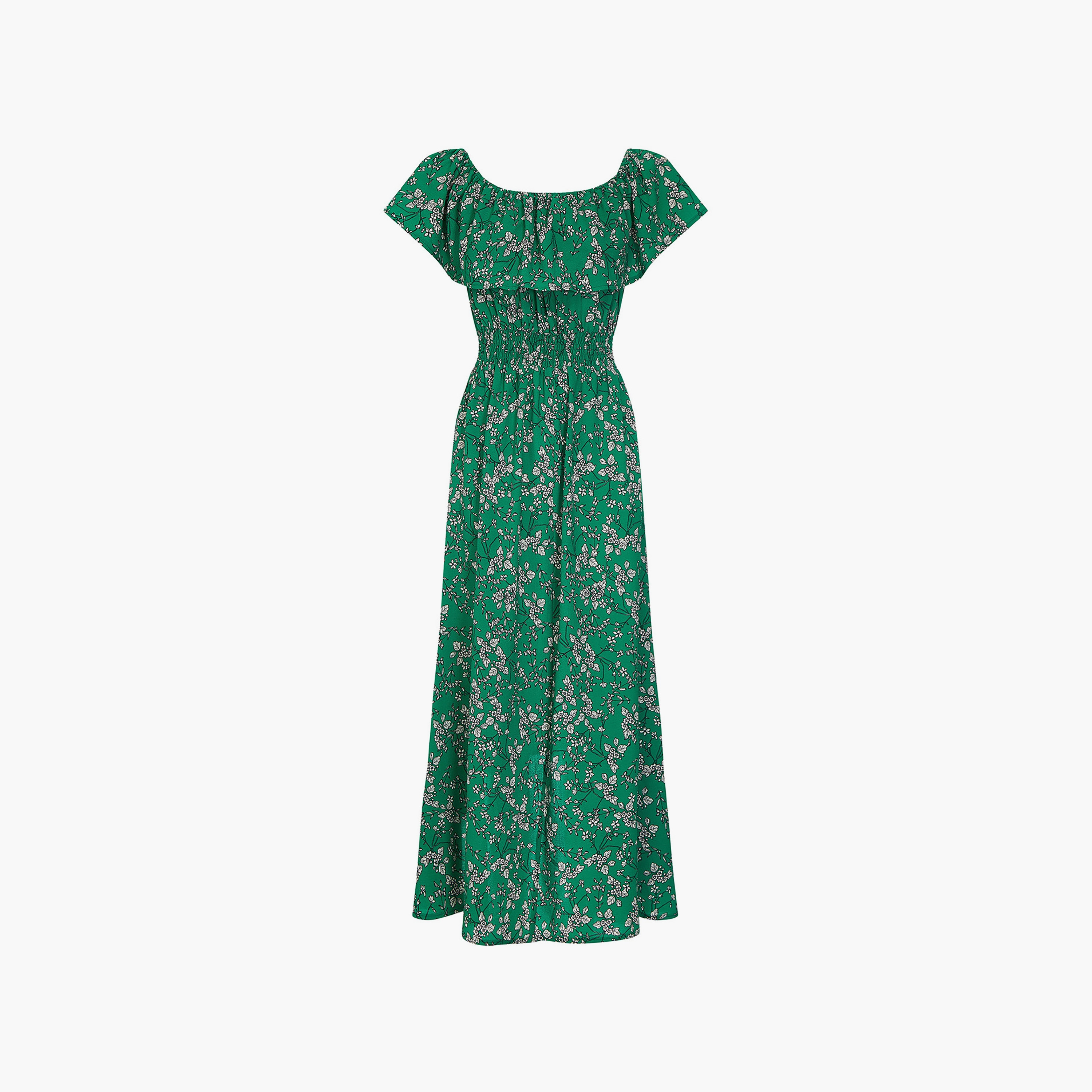 فستان ماكسي نسائي بنقشة ديتسي باللون الأخضر مع حافة منخفضة من ميلا لندن-women-clothing-dresses-image-4