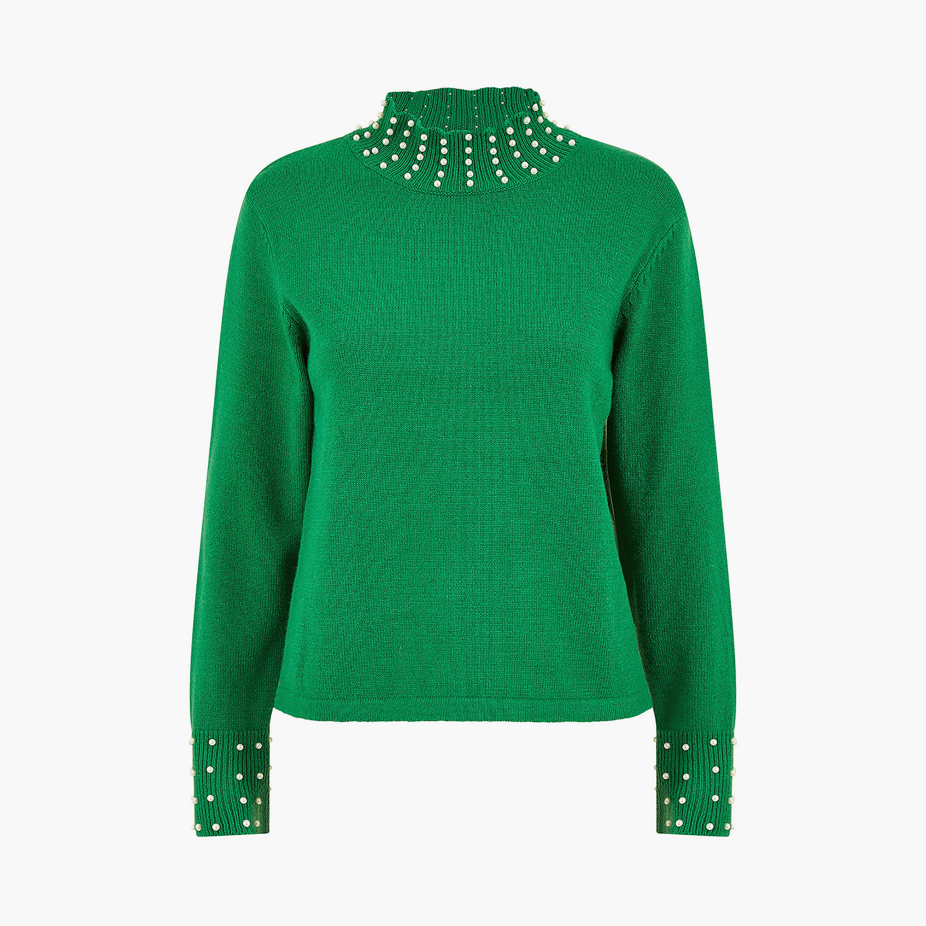 جامبر نسائي برقبة عالية مزين باللؤلؤ باللون الأخضر من ميلا لندن-women-winterwear-cardigansandjumpers-jumpers-image-5