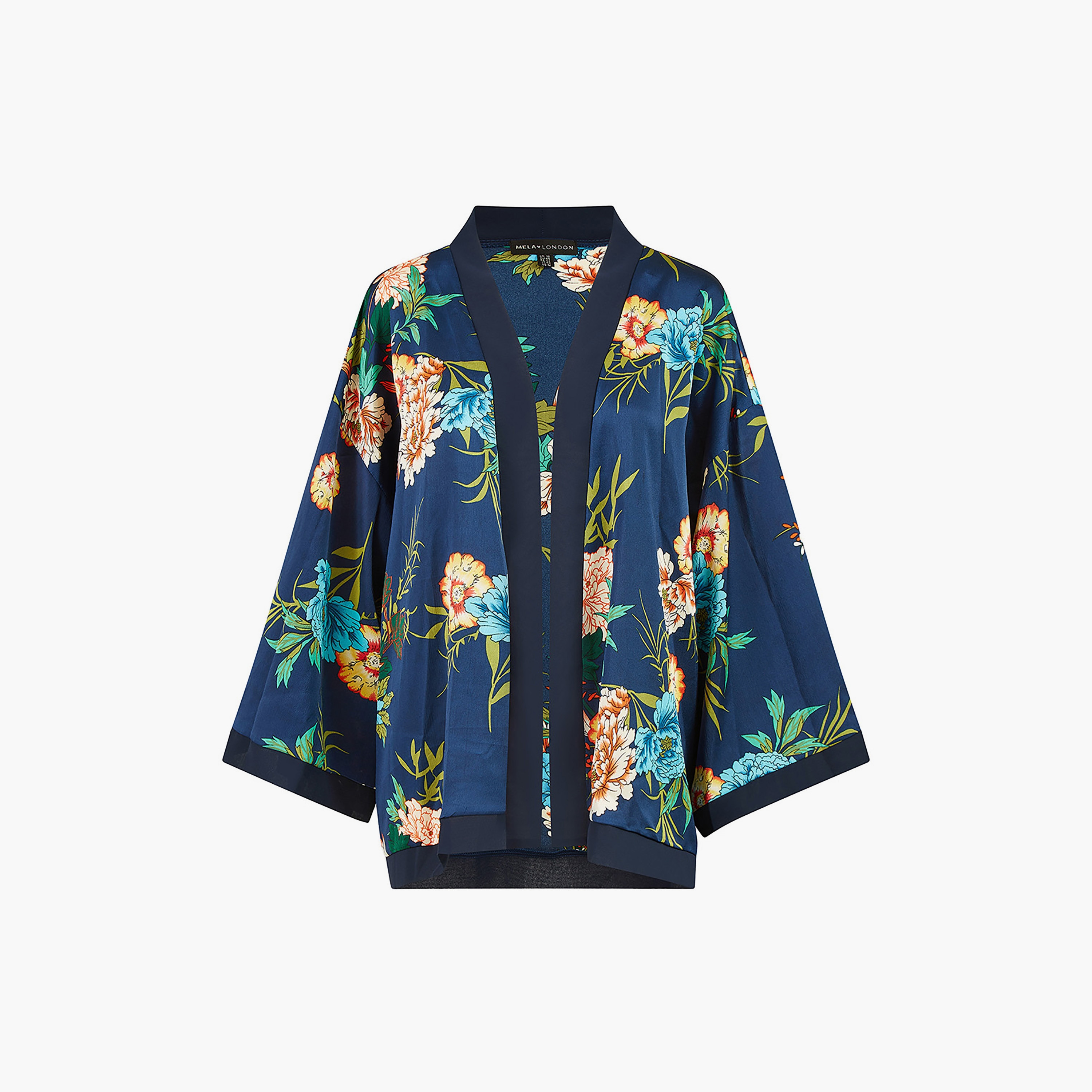 كيمونو نسائي من الساتان بطبعة زهور باللون الأزرق الداكن من ميلا لندن-women-clothing-shirtsandblouses-blouses-image-5
