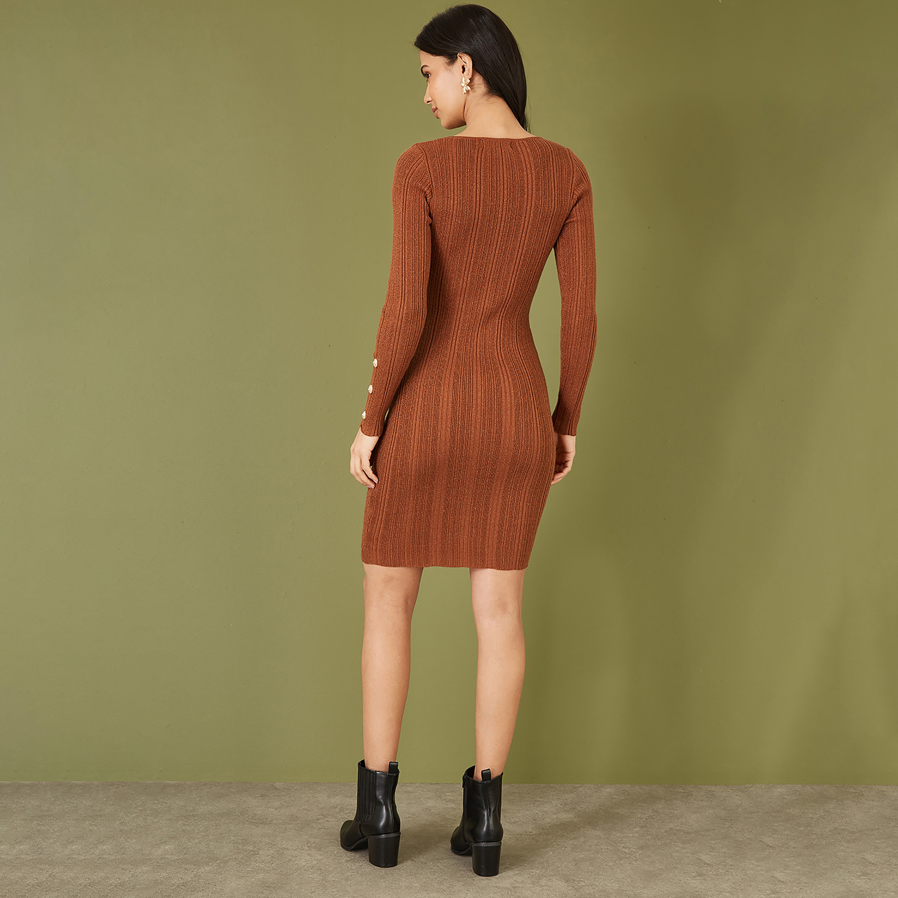 فستان نسائي قصير ملائم شيمر مع أزرار من يامي-women-clothing-dresses-image-8