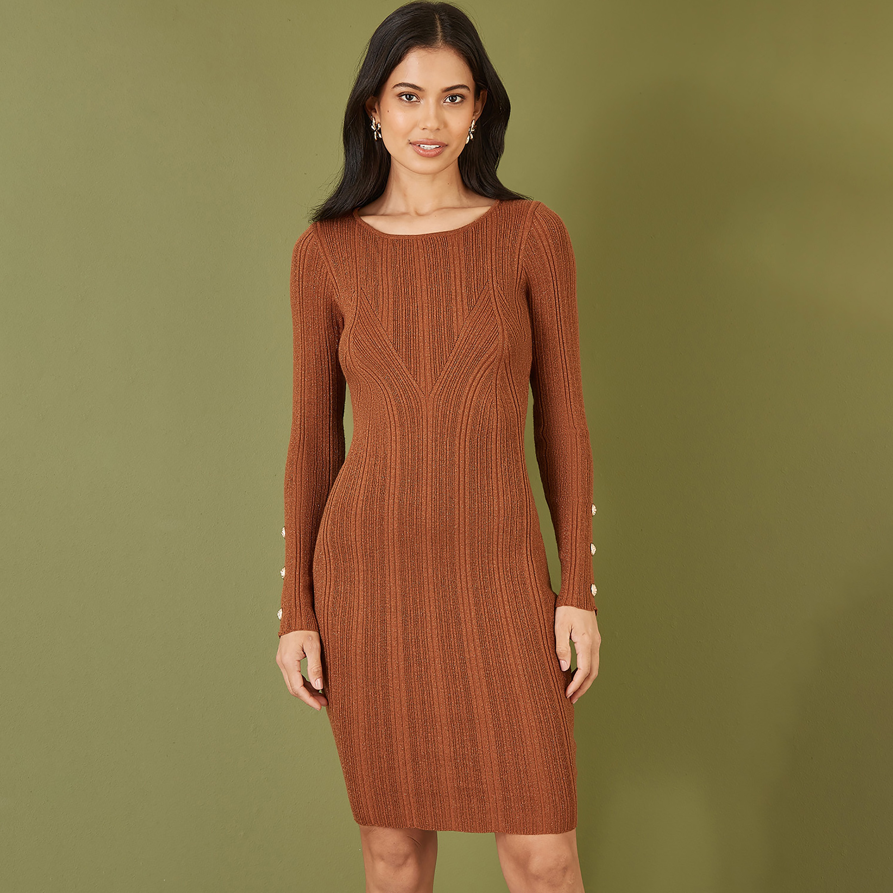 فستان نسائي قصير ملائم شيمر مع أزرار من يامي-women-clothing-dresses-image-9