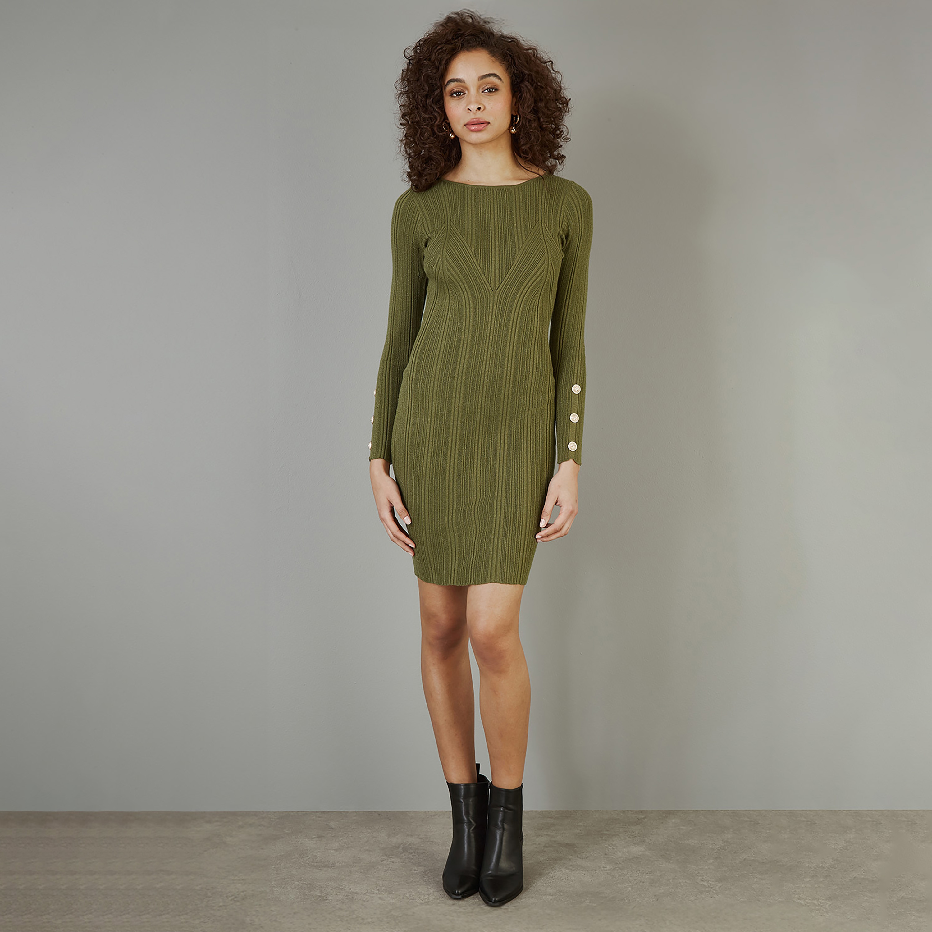 Yumi Shimmer Fitted Women's Mini Dress with Button-women-clothing-dresses-image-1