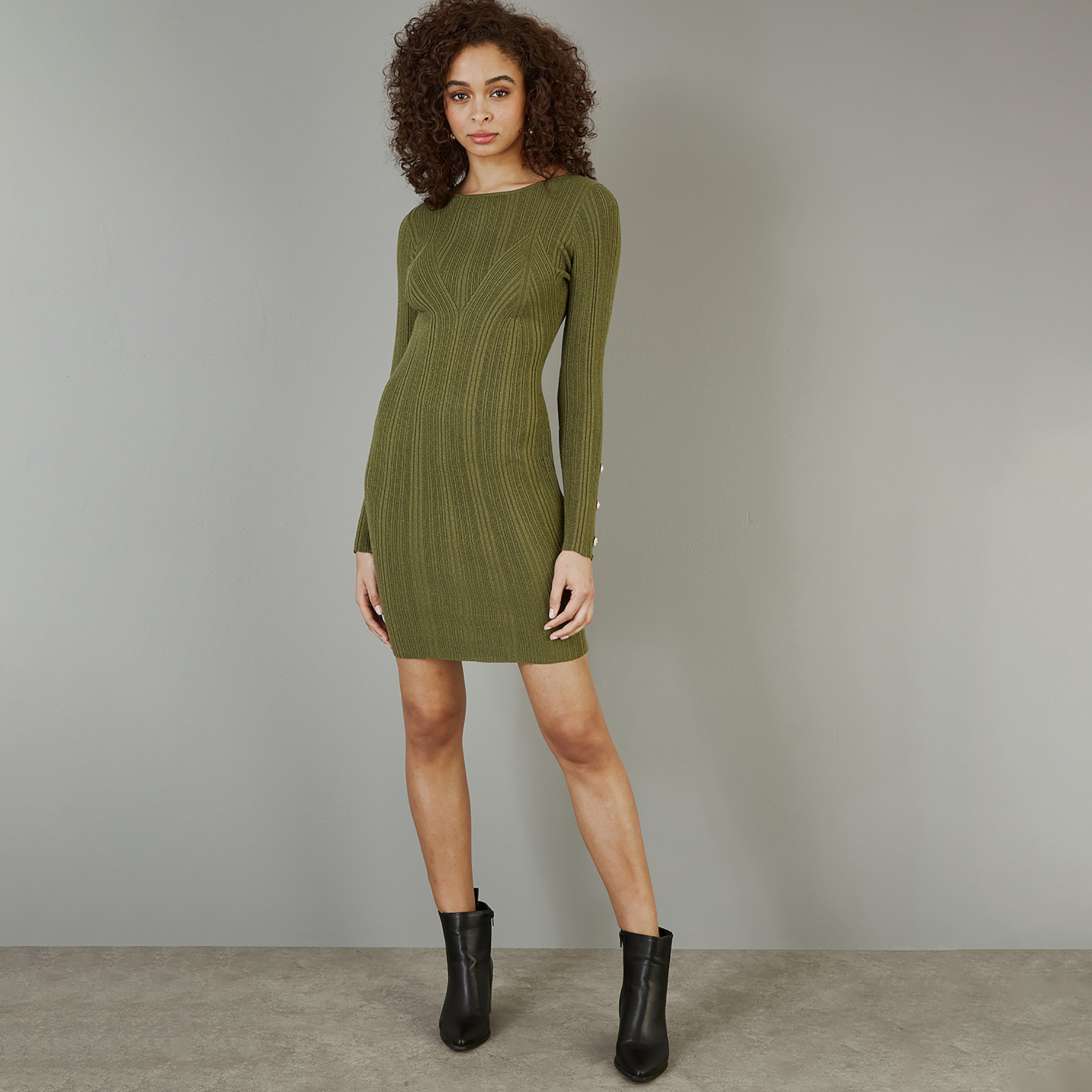 فستان نسائي قصير ملائم شيمر مع أزرار من يامي-women-clothing-dresses-image-5