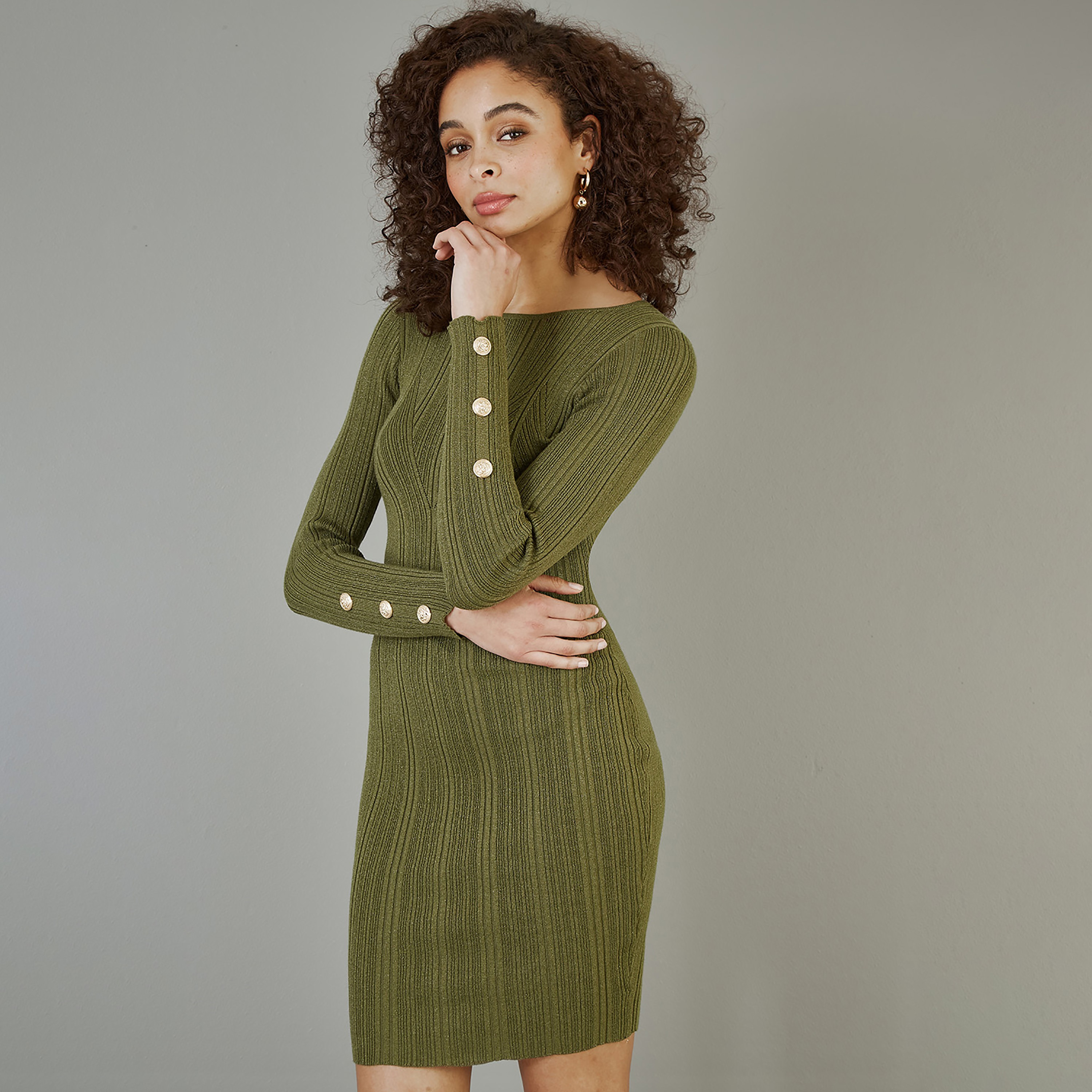 فستان نسائي قصير ملائم شيمر مع أزرار من يامي-women-clothing-dresses-image-6
