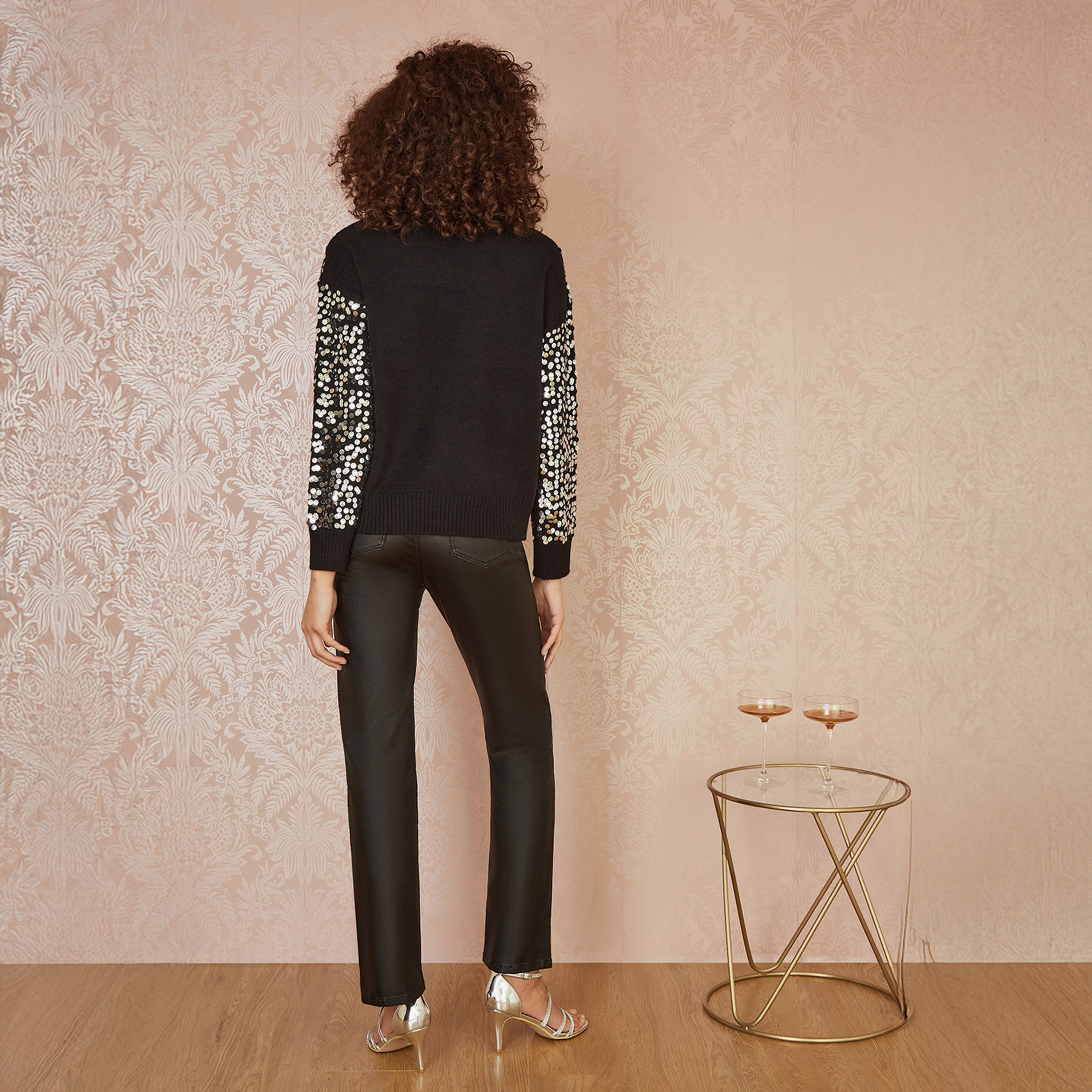 Mela London Black Sequin Knitted Relaxed Evening Women's Jumper-women-winterwear-cardigansandjumpers-jumpers-image-3